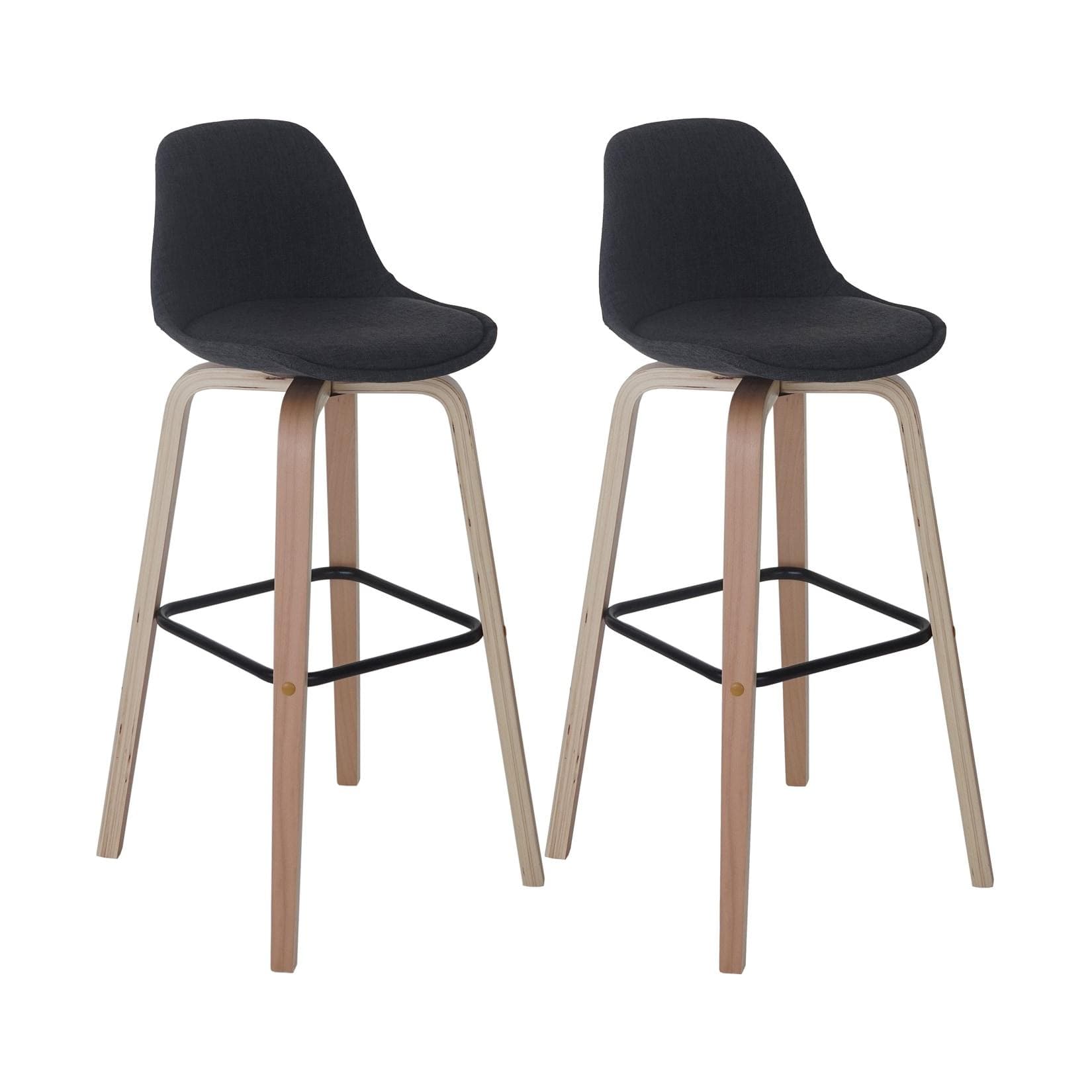 2er-Set Barhocker MCW-A89 mit Lehne Dunkelgrau Textil