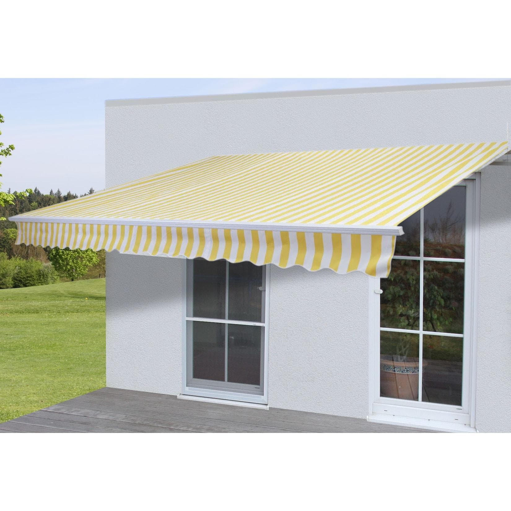 Alu-Markise H790 Gelenkarmmarkise Sonnenschutz 4x3m Acryl Gelb/Weiß