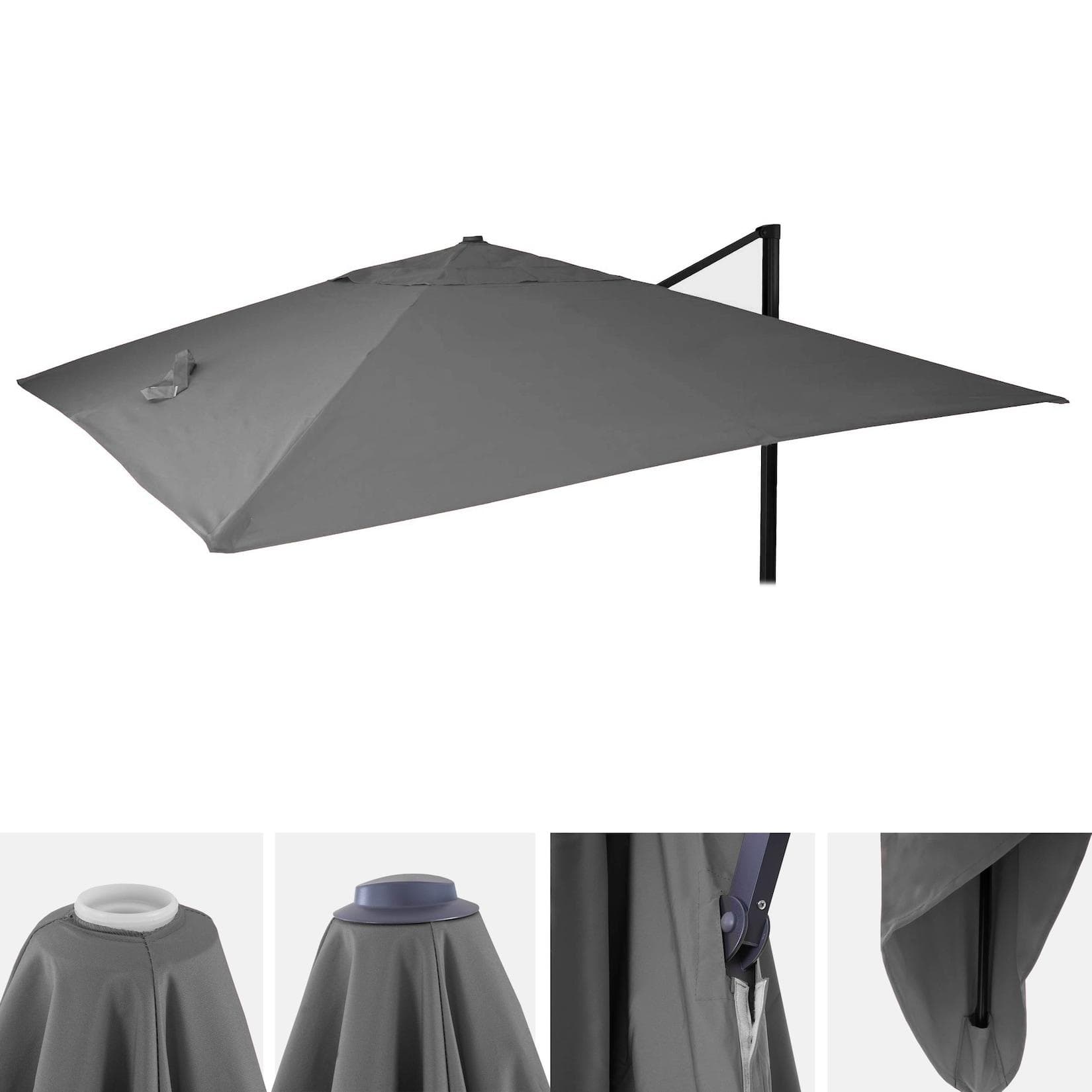 Ersatz-Bezug für Luxus-Ampelschirm MCW-A96, Sonnenschirmbezug Anthrazit Polyester 4kg
