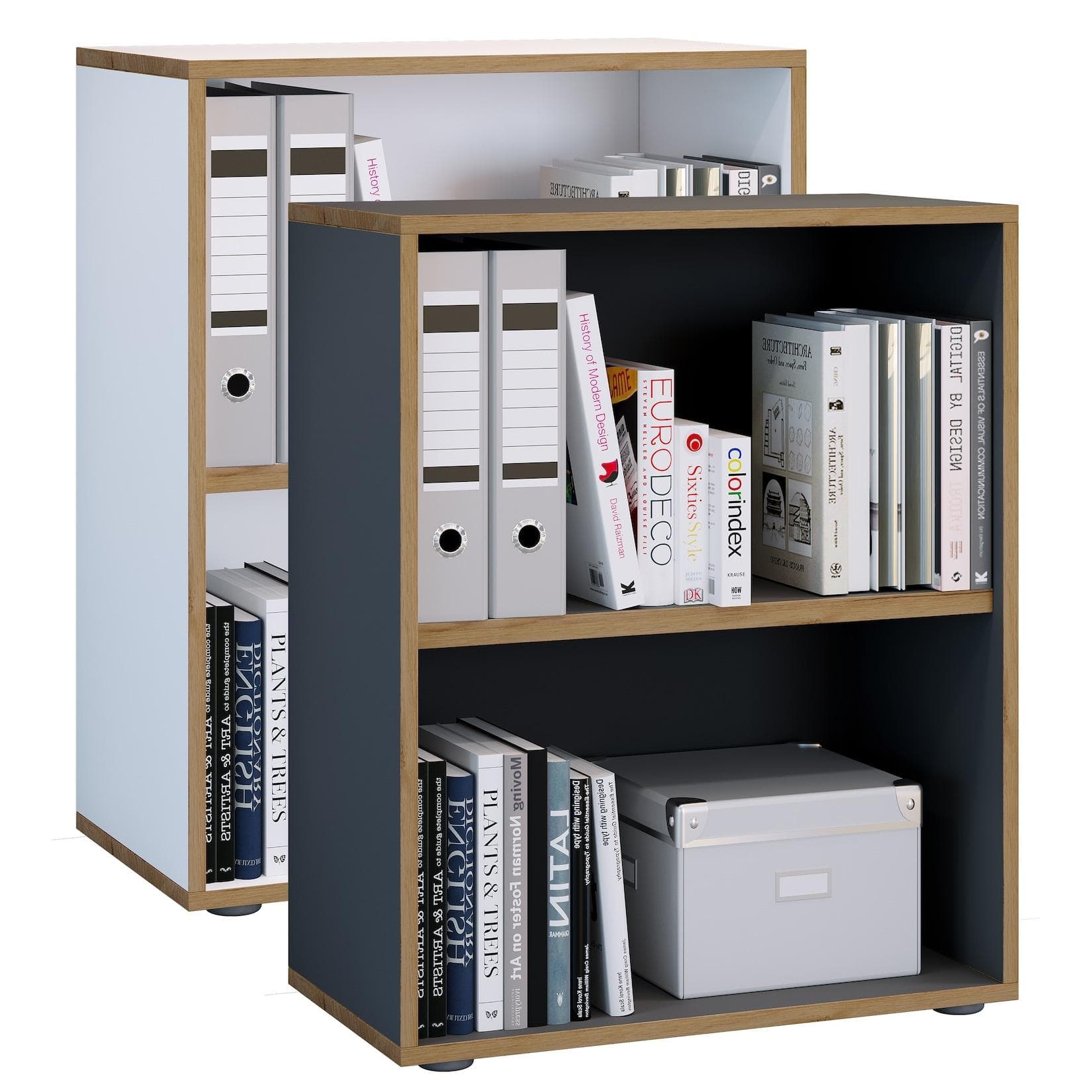 VCM Bücherregal Salia 2-fach Anthrazit Schwarz Holzregal Büro