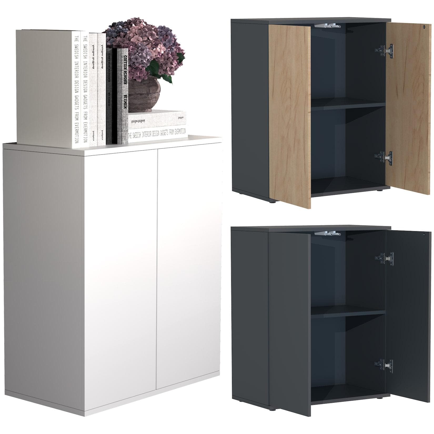 Holz-Kommode mit 2 Drehtüren - Sideboard & Anrichte