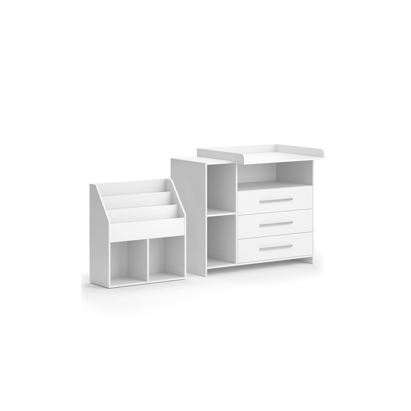 Vicco Kinderzimmer-Set Oskar Weiß Wickelkommode Bücherregal