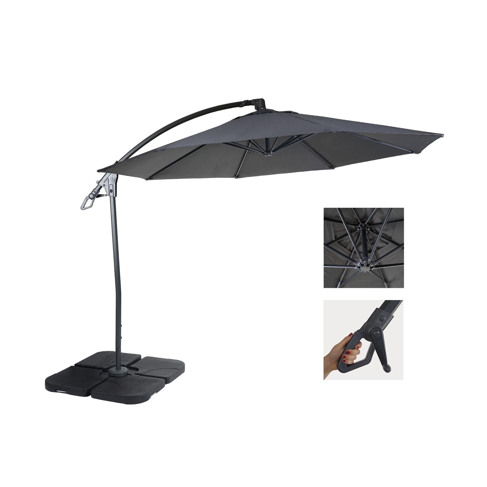 Deluxe Ampelschirm MCW-D14, Sonnenschirm, rund Ø 3m Polyester Alu/Stahl 14kg Anthrazit mit Ständer