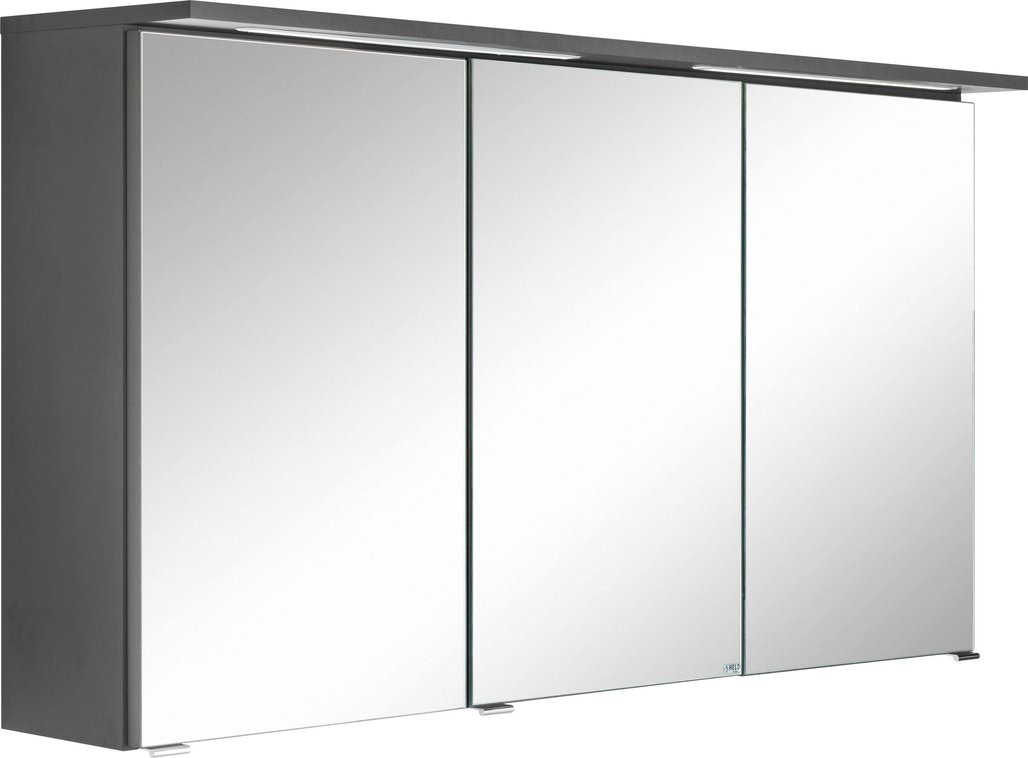 WELLTIME Spiegelschrank Linares Grau 3-Türig mit LED