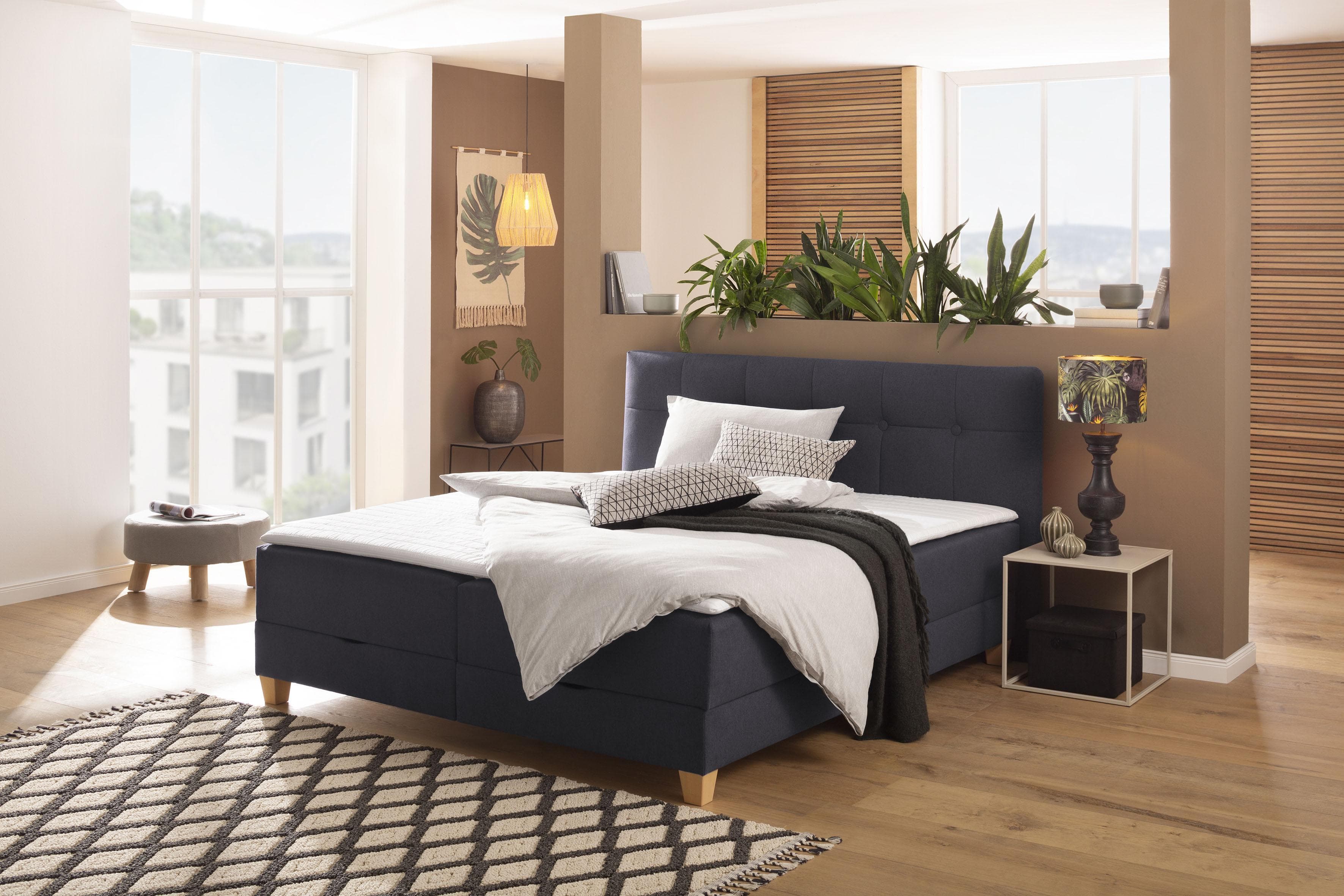 Home Affaire Lonrai Boxbett Anthrazit mit Bettkasten und Topper