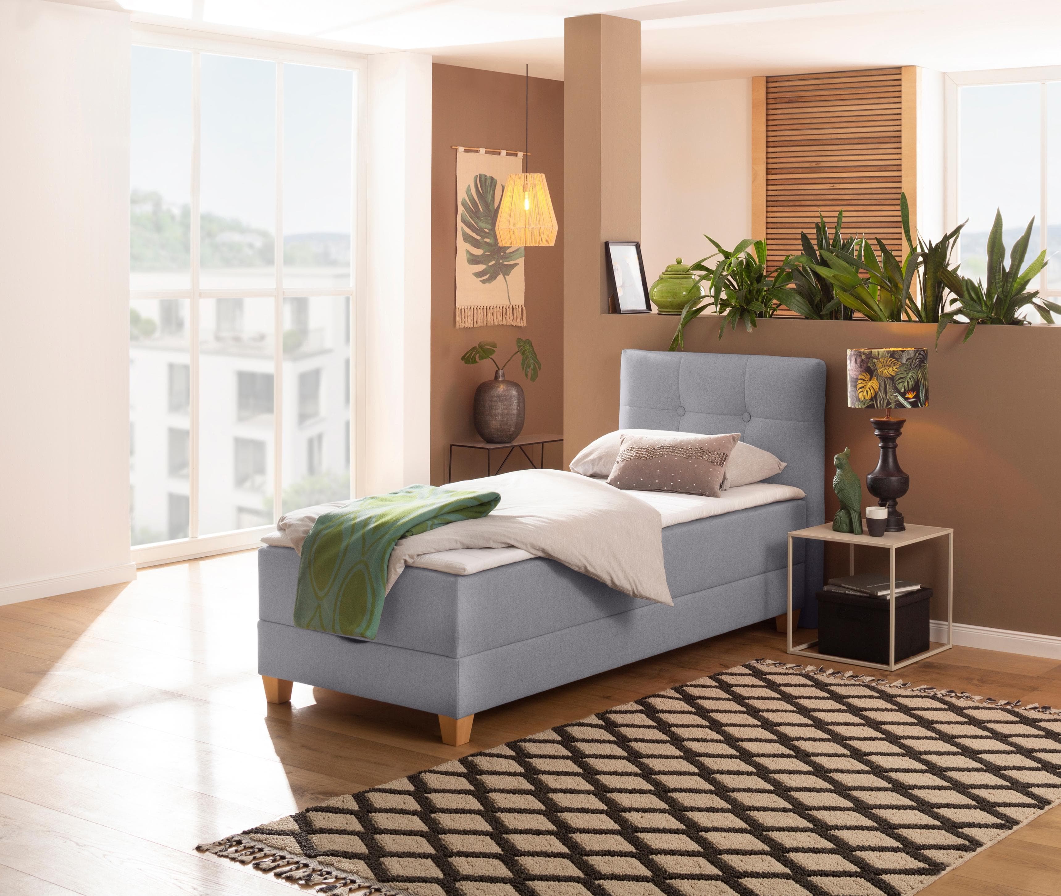 HOME AFFAIRE Lonrai Boxbett Grau mit Bettkasten und Matratze