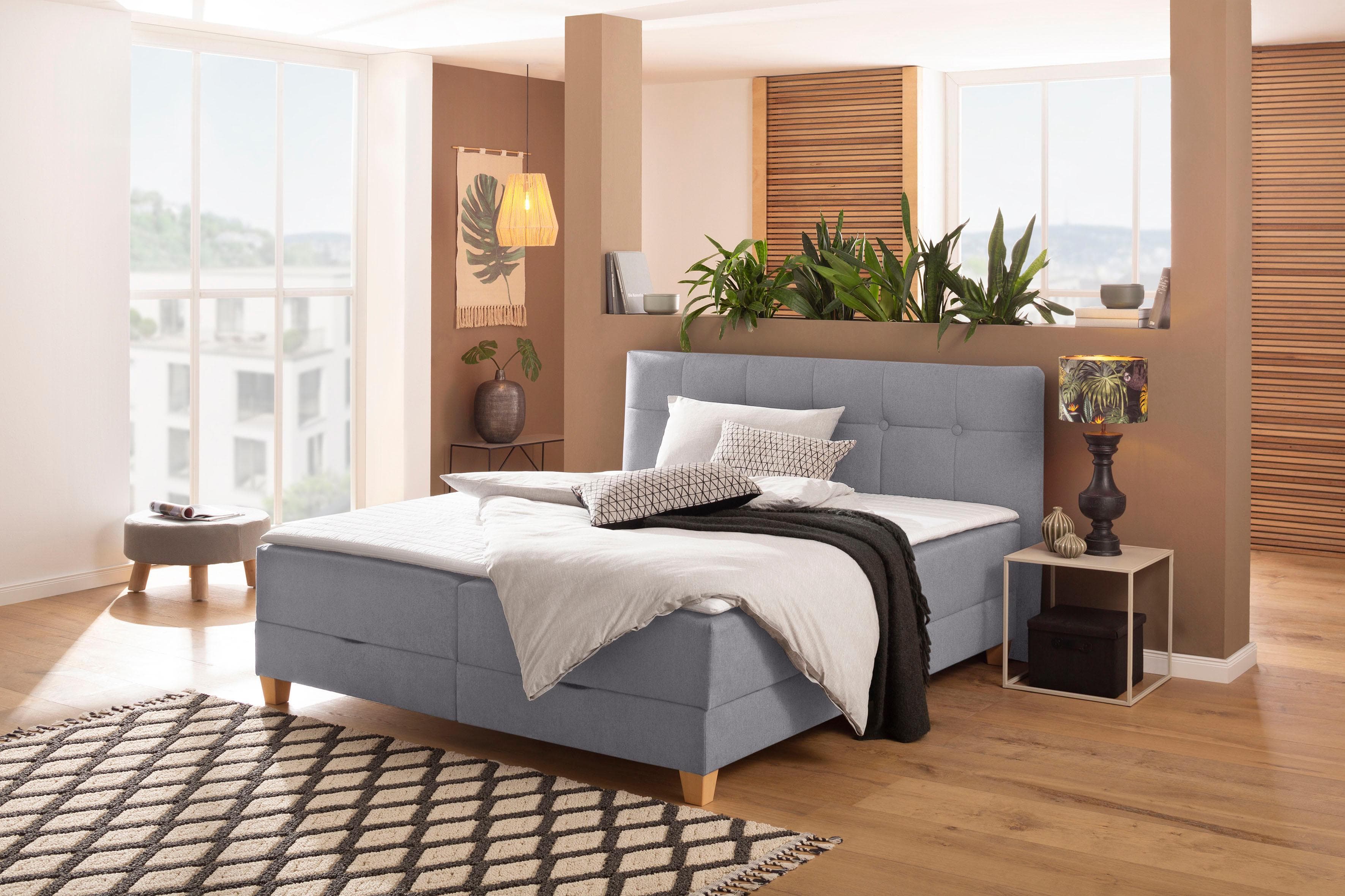 HOME AFFAIRE Lonrai Boxbett Grau mit Bettkasten und Topper