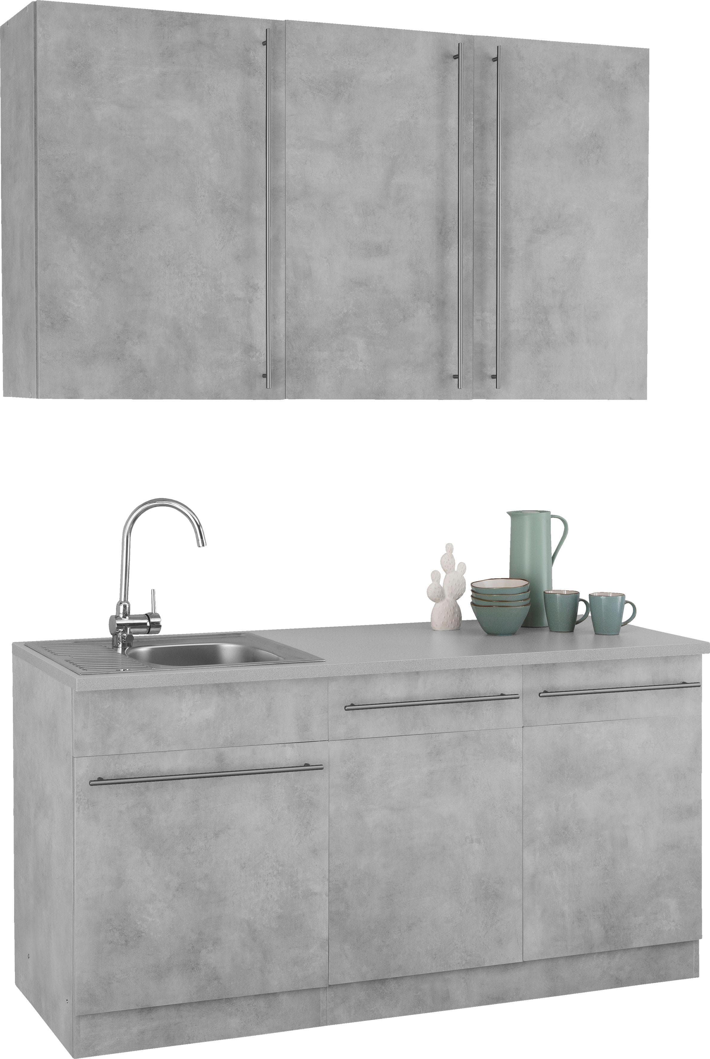 wiho Küchen Chicago Pantryküche mit Edelstahlspüle und Metallgriffen