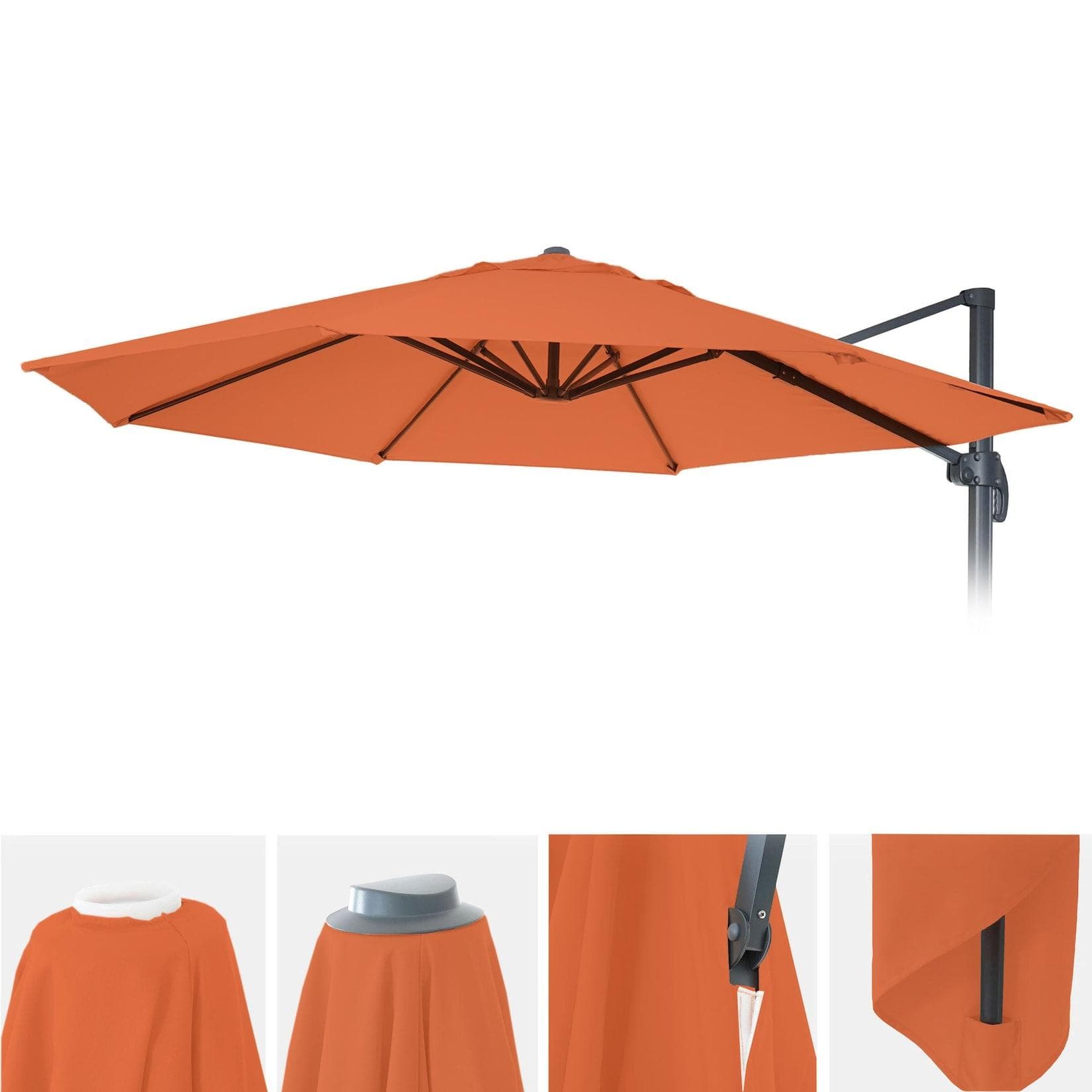 Sonnenschirmbezug MCW-A96 8 Streben Rund 3m Polyester Terracotta