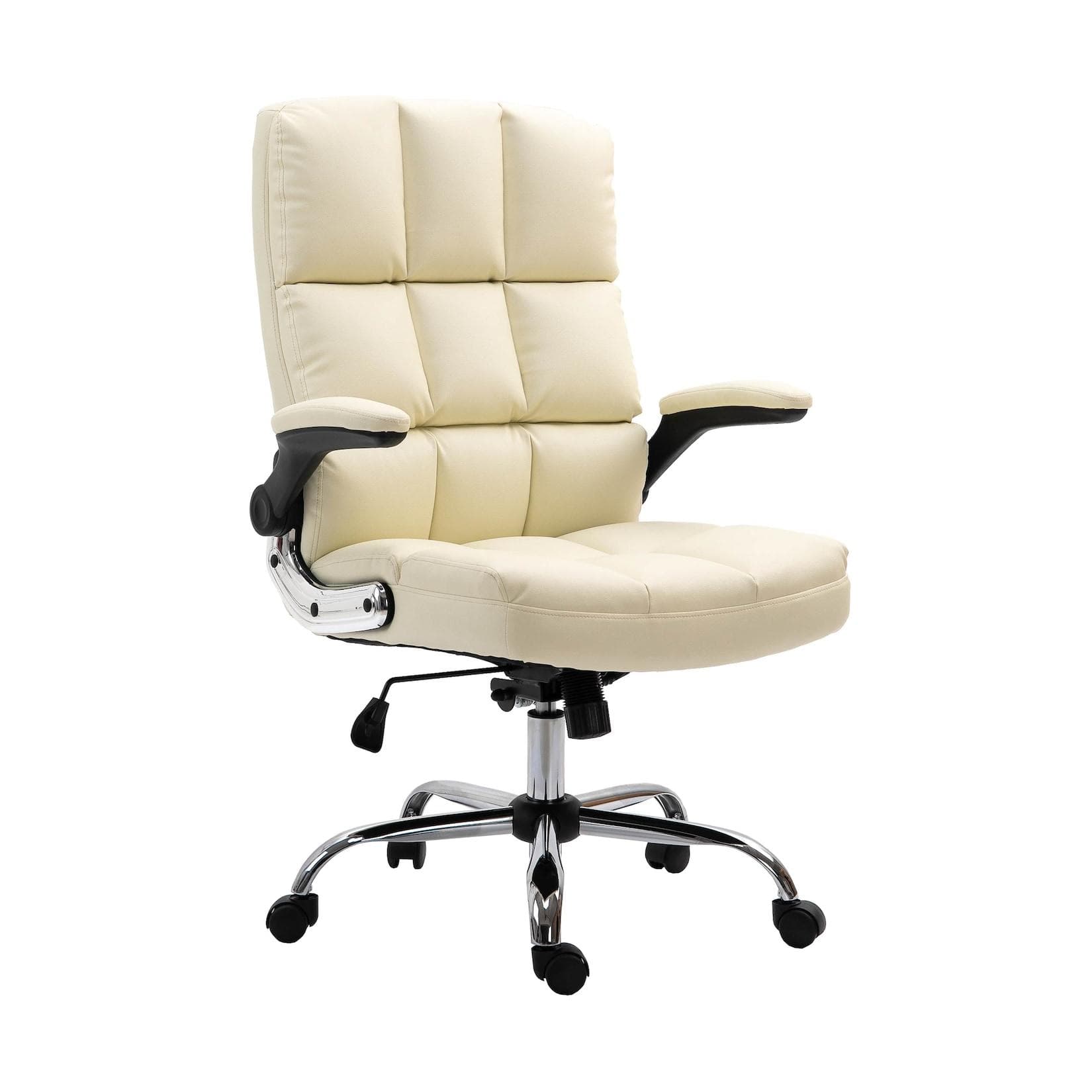 MCW Bürostuhl MCW-J21 Chefsessel Drehstuhl höhenverstellbar Kunstleder Creme