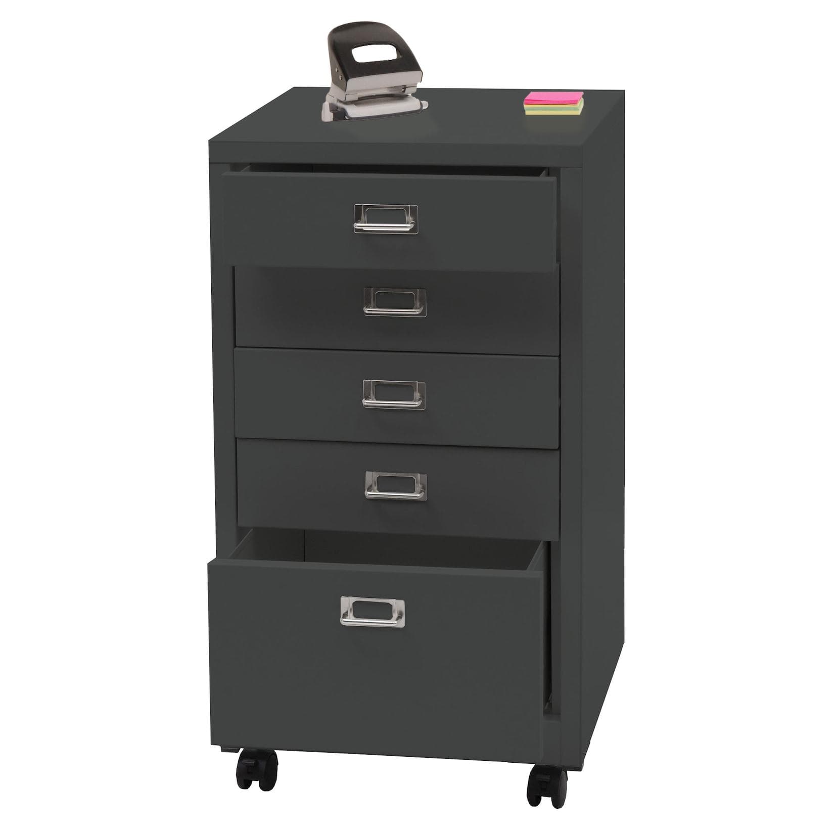 Geräumiger Rollcontainer mit 5 Schubladen und Haltegriff