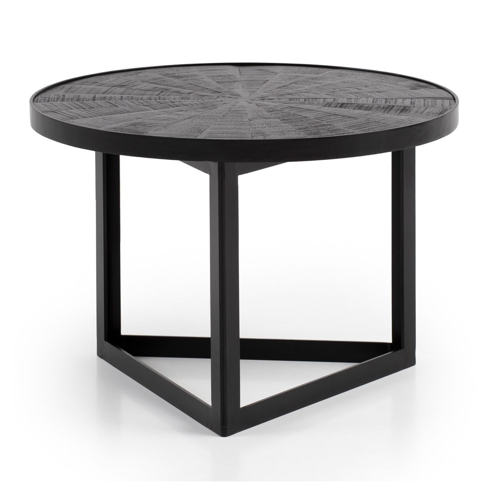 FineBuy Couchtisch Rund Schwarz Industrial Design Massivholz