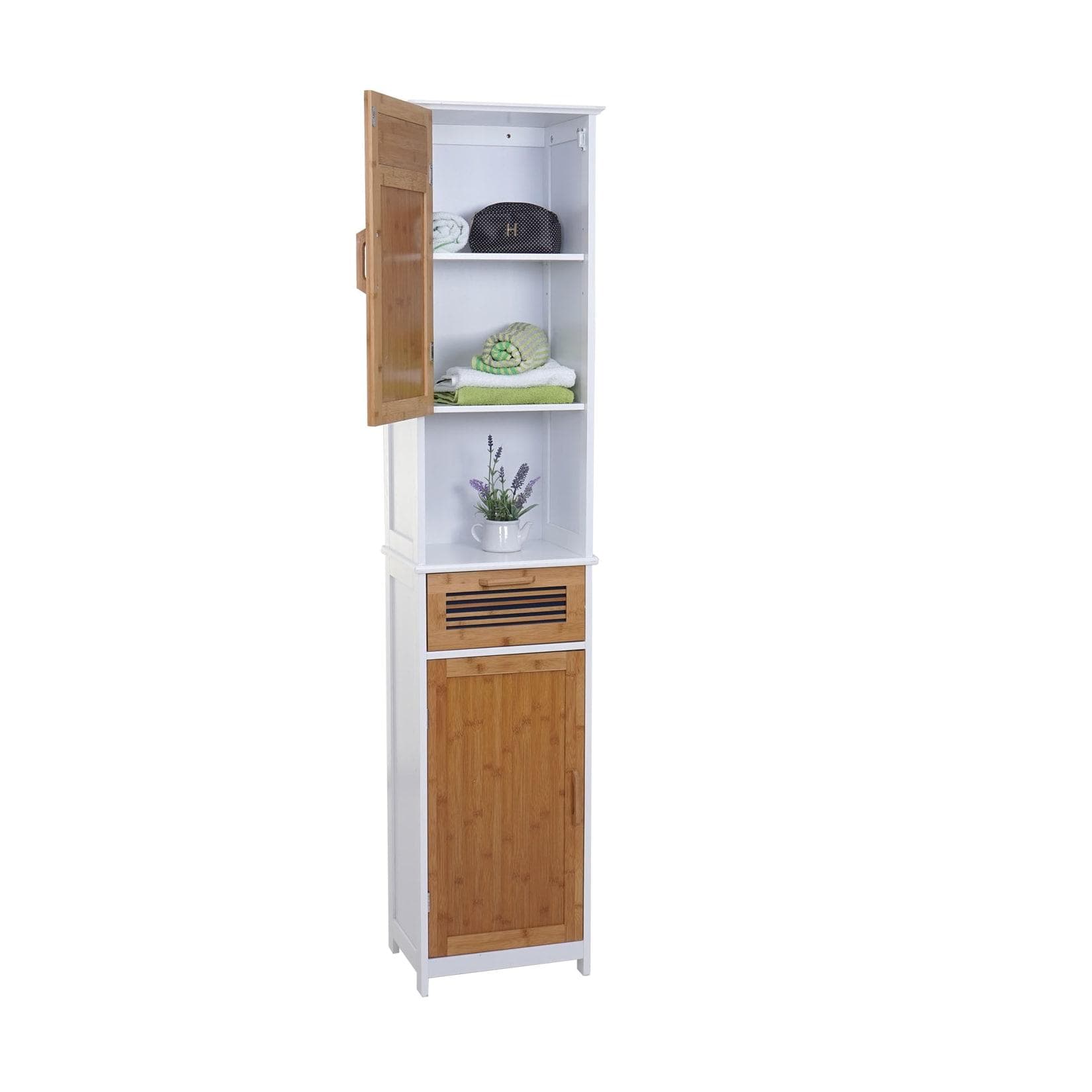 MCW Hochschrank MCW-A85 Weiß Bambus