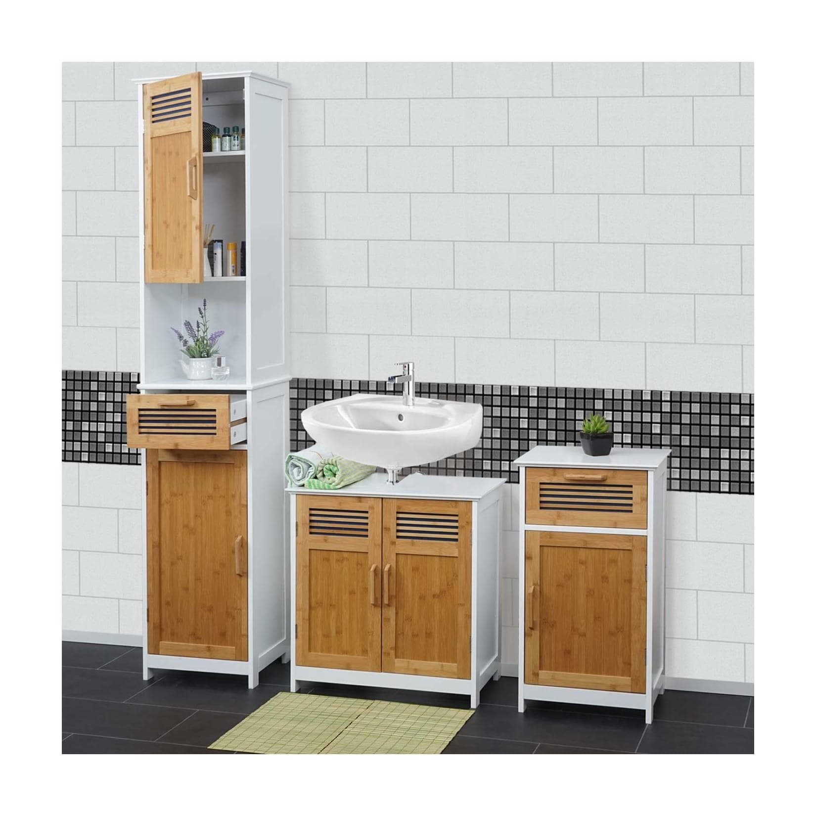 Badmöbel-Set A85 huk mit Staufächern und Magnetverschluss