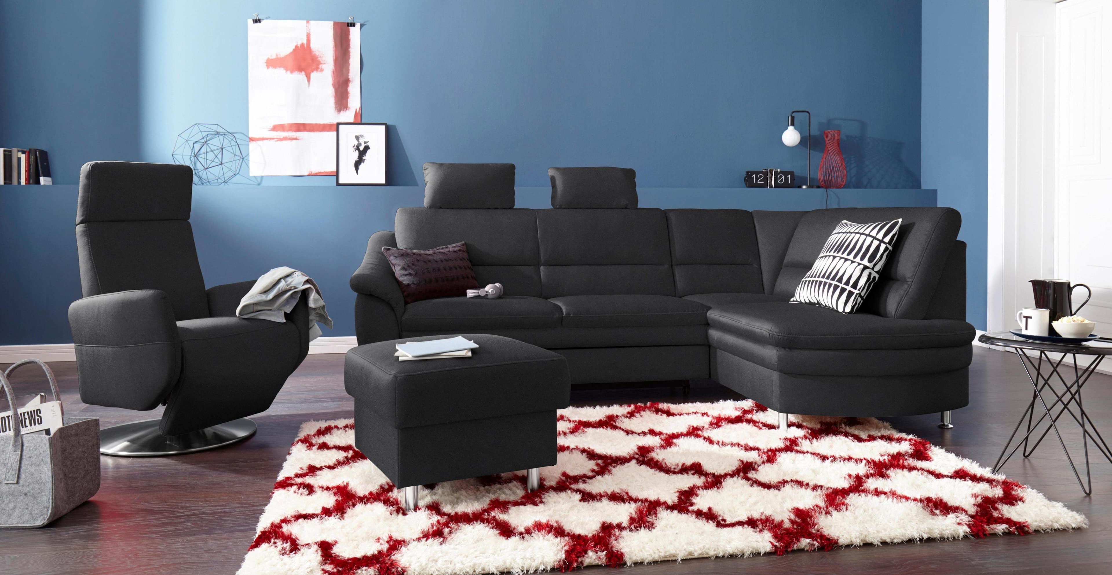 SIT & MORE Hocker Cardoso Schwarz mit Stauraum und Mikrofasergeflecht