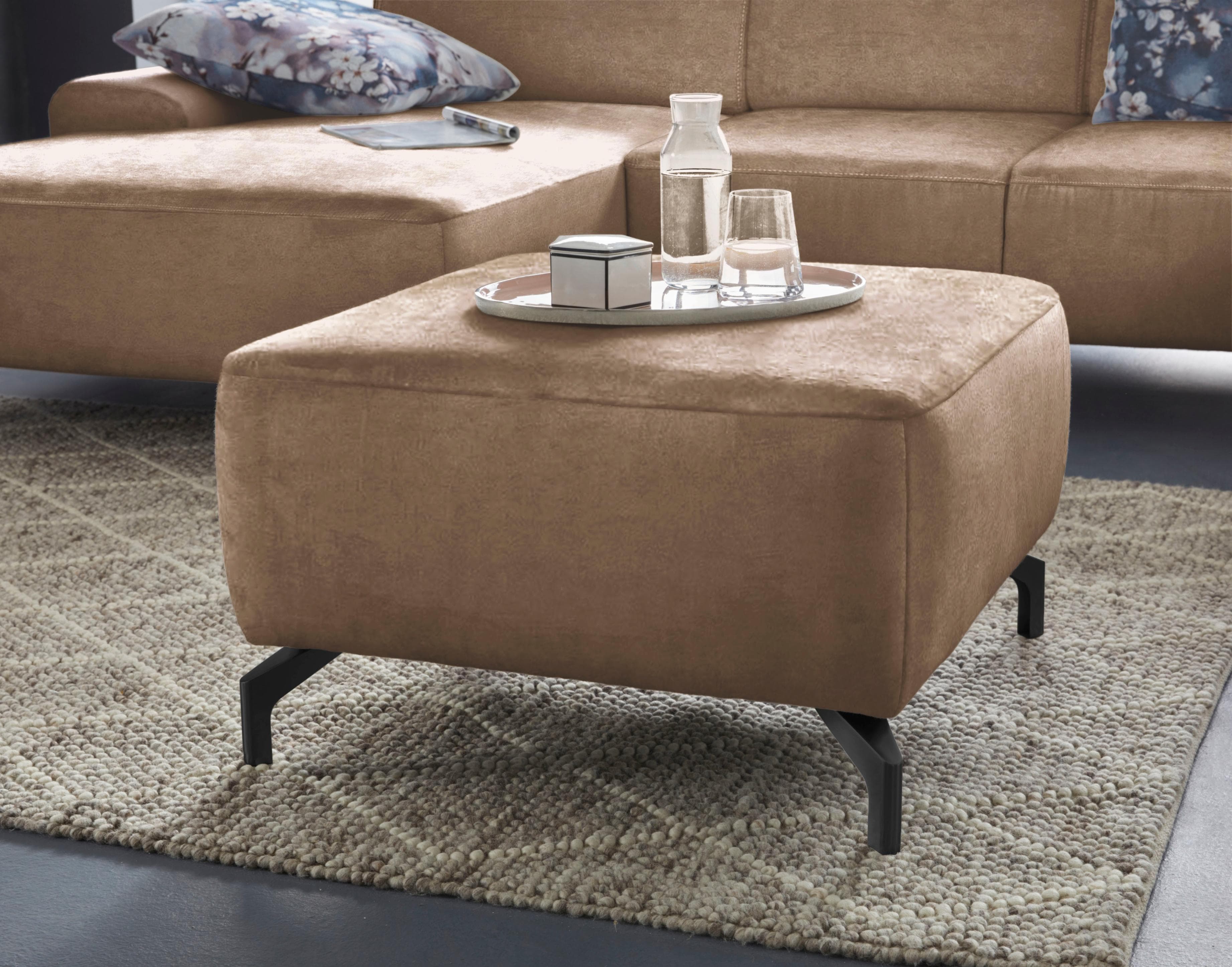 SIT & MORE Hocker Gizeh Braun Microfaser Schwarz