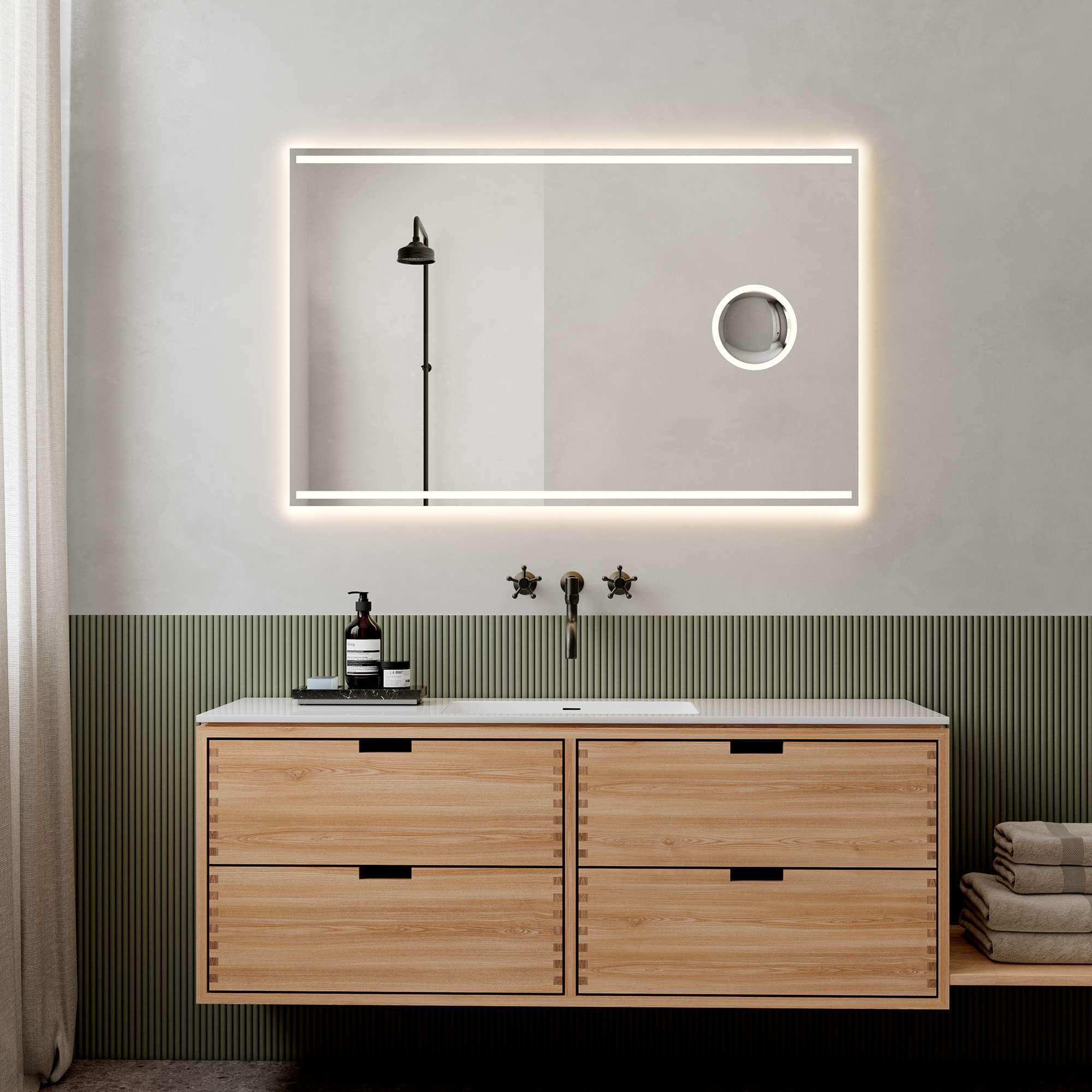 Loevschall Badspiegel Focus LED-Beleuchtung mit Schminkspiegel