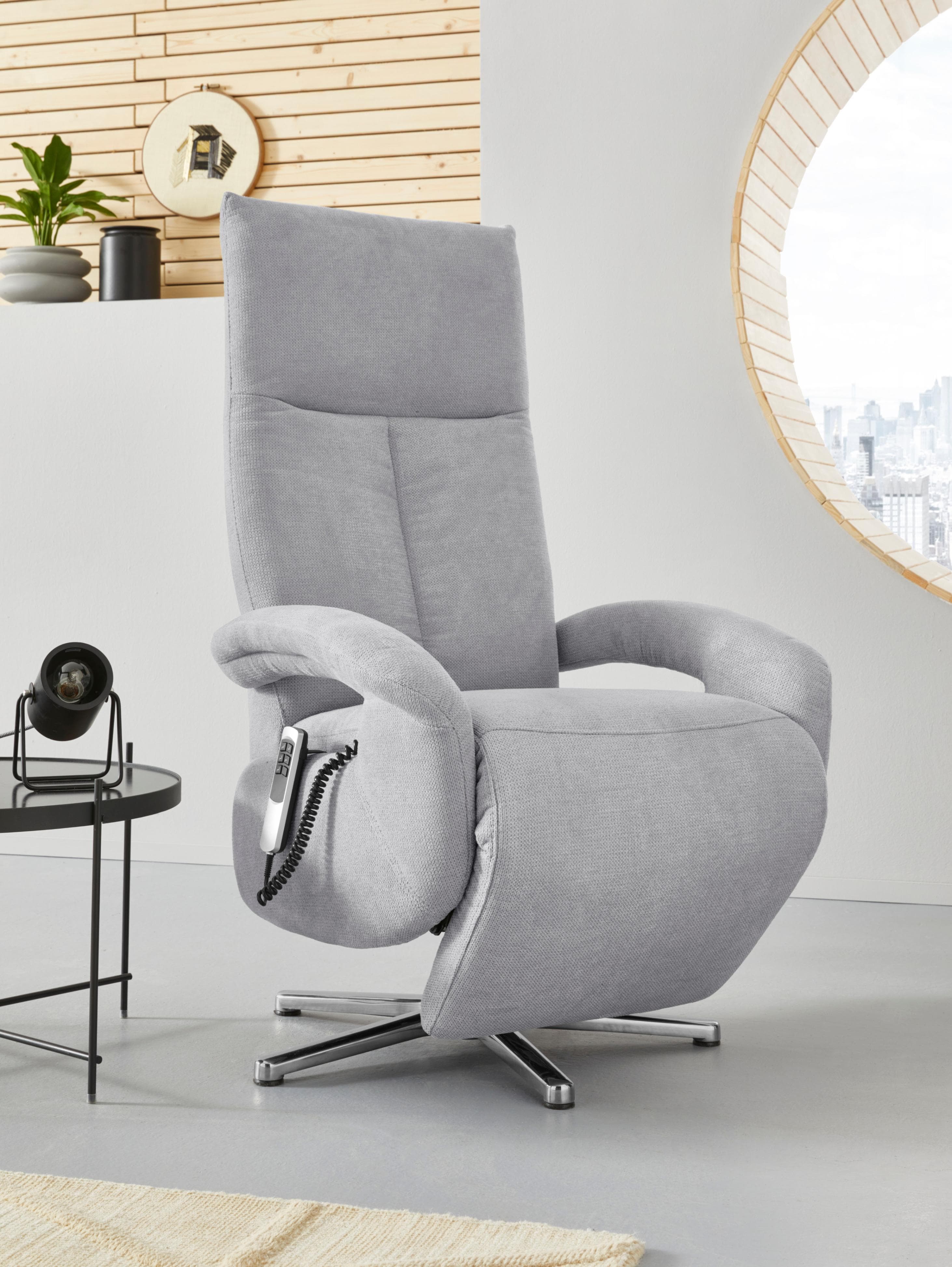 TV-Sessel SIT & MORE Tycoon Silber mit Kopfteilverstellung und Drehfunktion