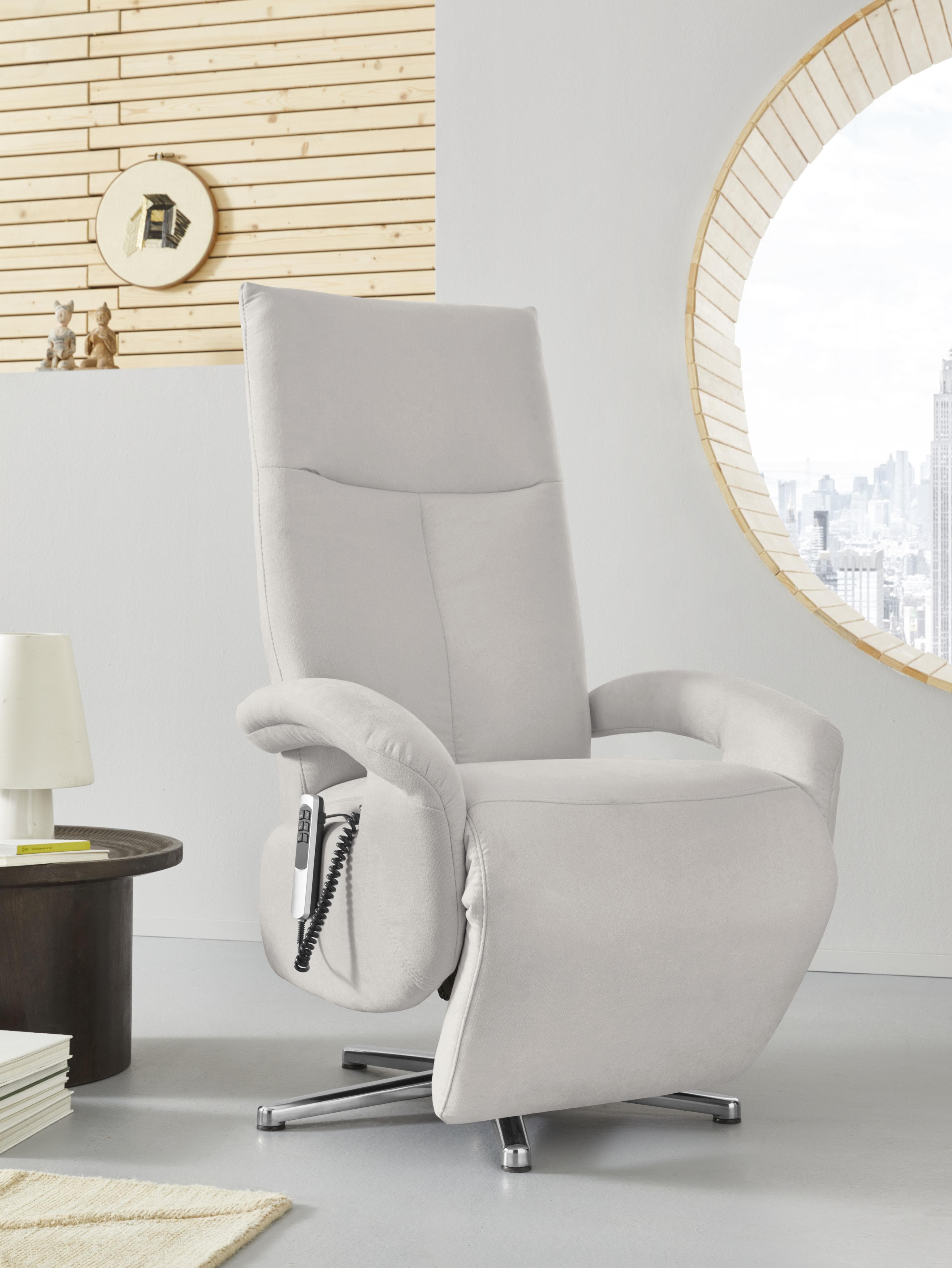 TV-Sessel SIT & MORE Tycoon Silber mit Kopfteilverstellung & 360° Drehfunktion