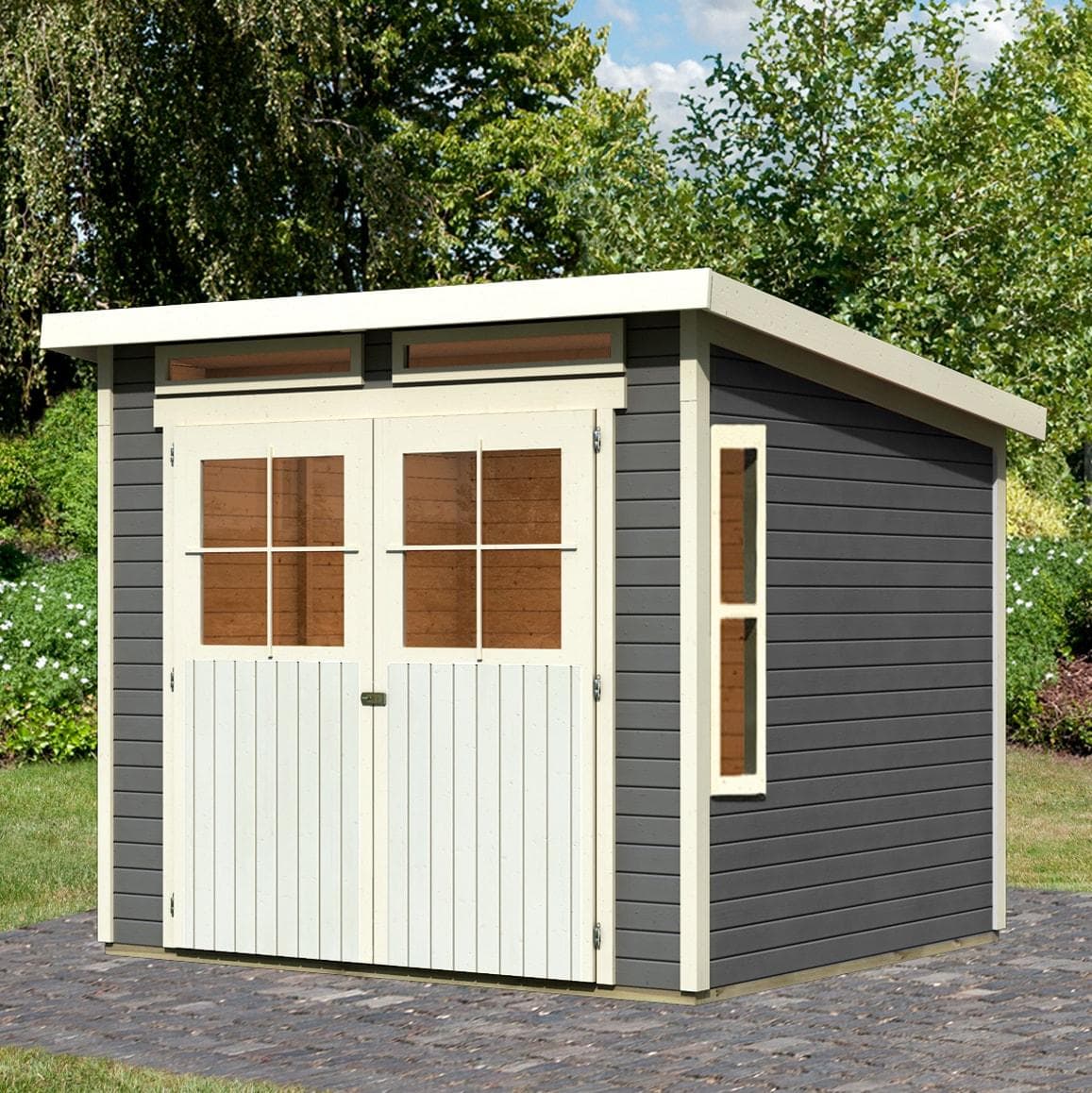 Modernes Rustikales Gartenhaus aus Holzwerkstoff und Fichte