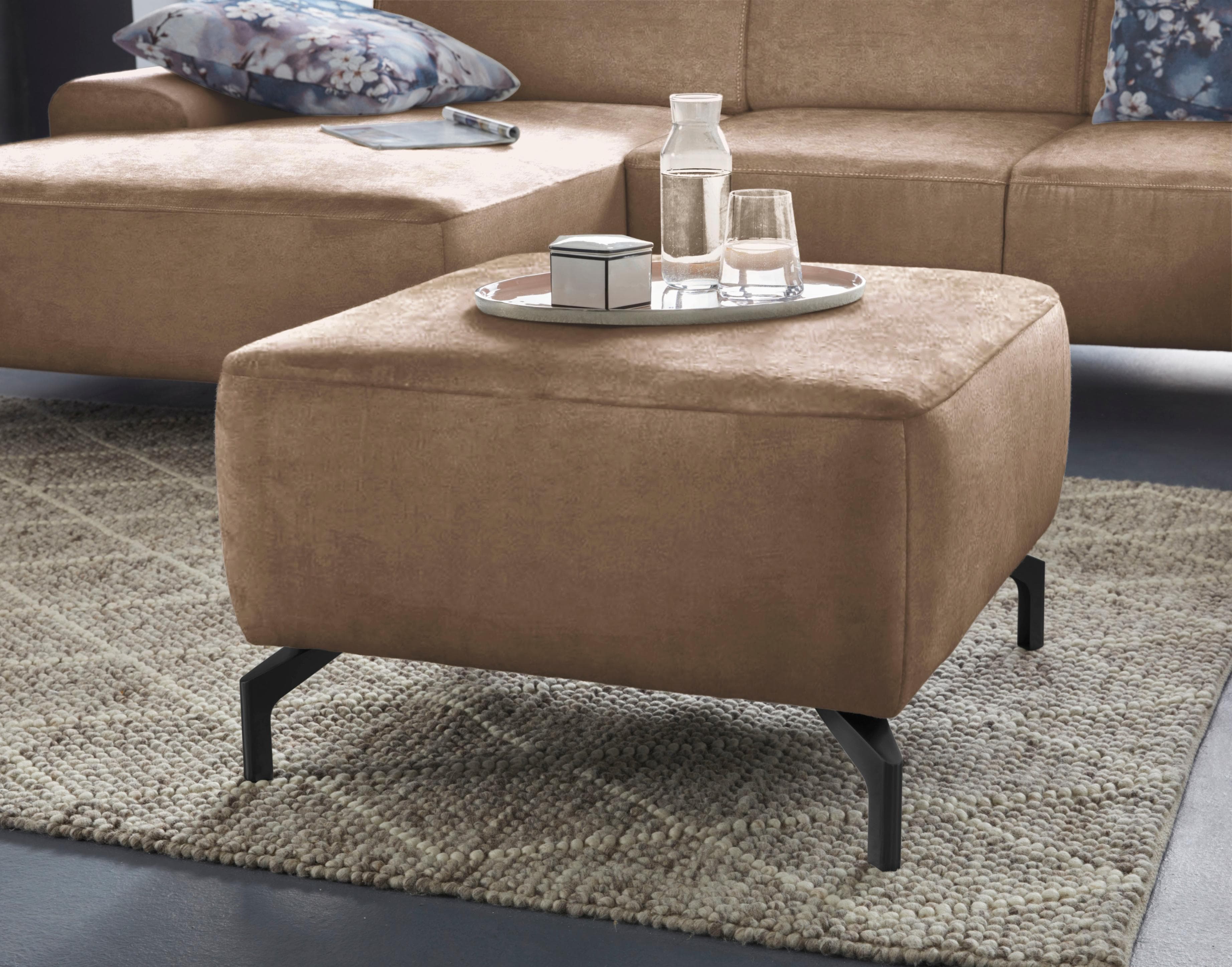SIT & MORE Hocker Gizeh Braun Microfaser Metallbeine