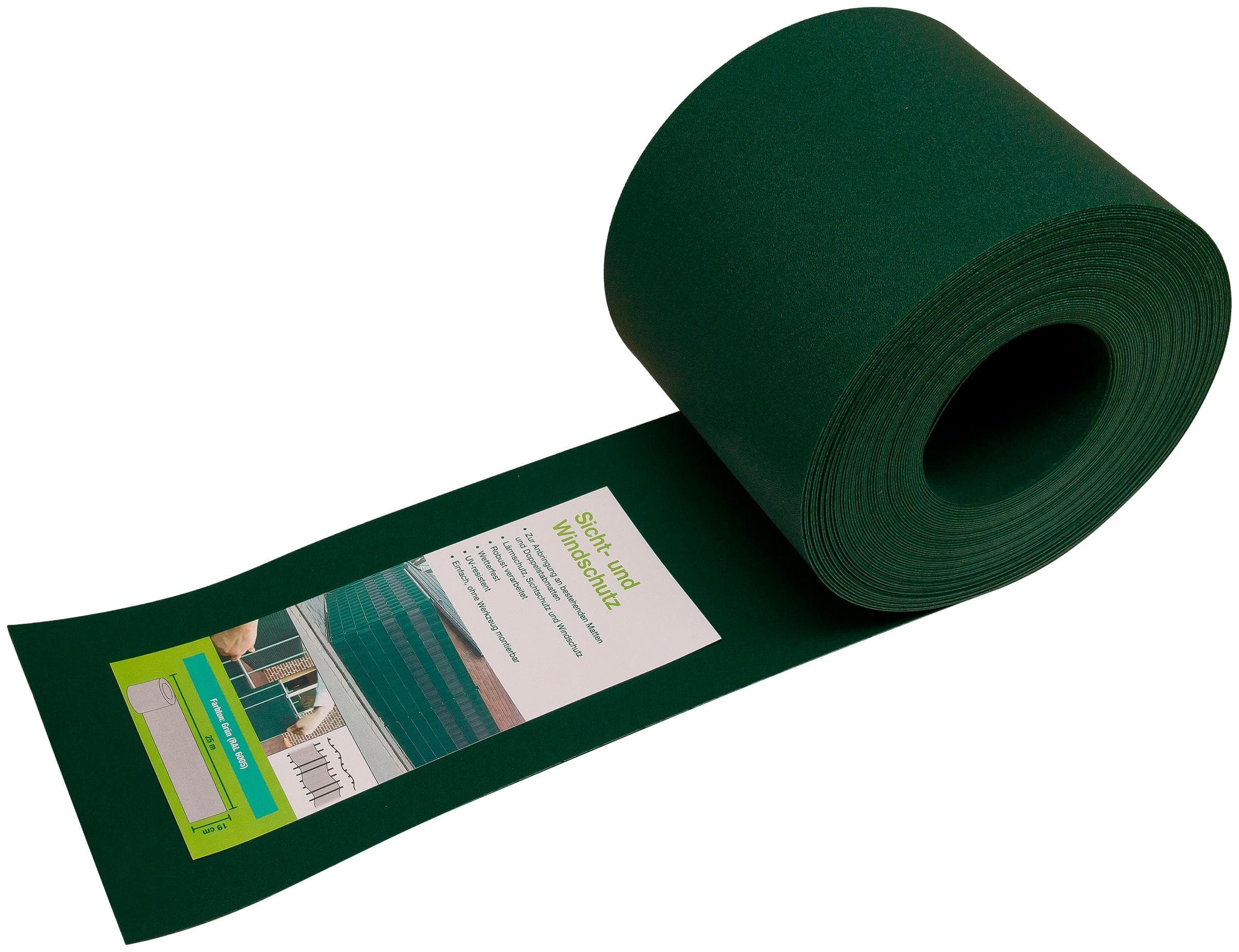 Sichtschutzstreifen PEDDY SHIELD Grün PVC Zaunelemente 25 m Rolle