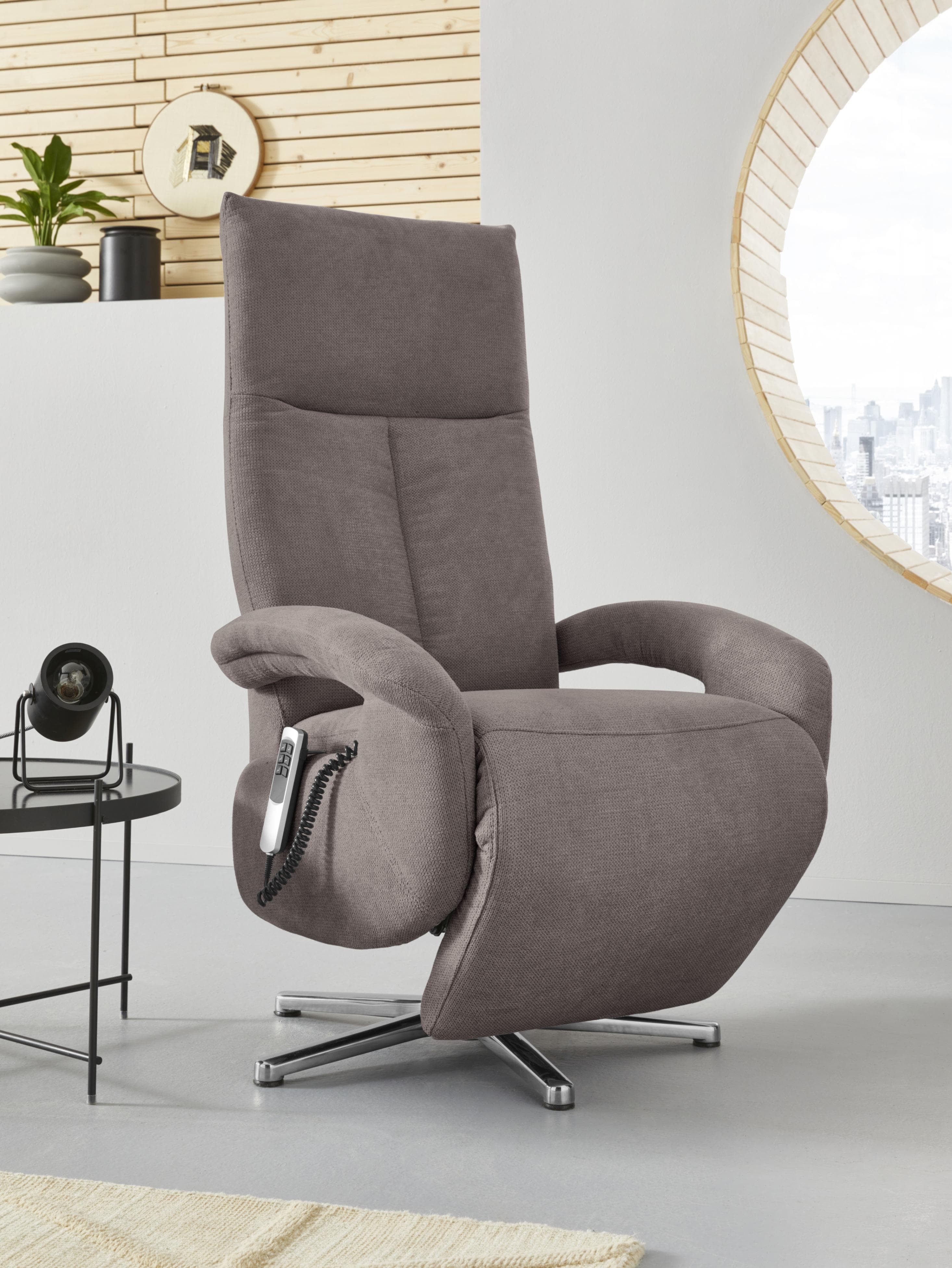 TV-Sessel Tycoon mit Kopfteilverstellung und 360° Drehfunktion - Grau Taupe