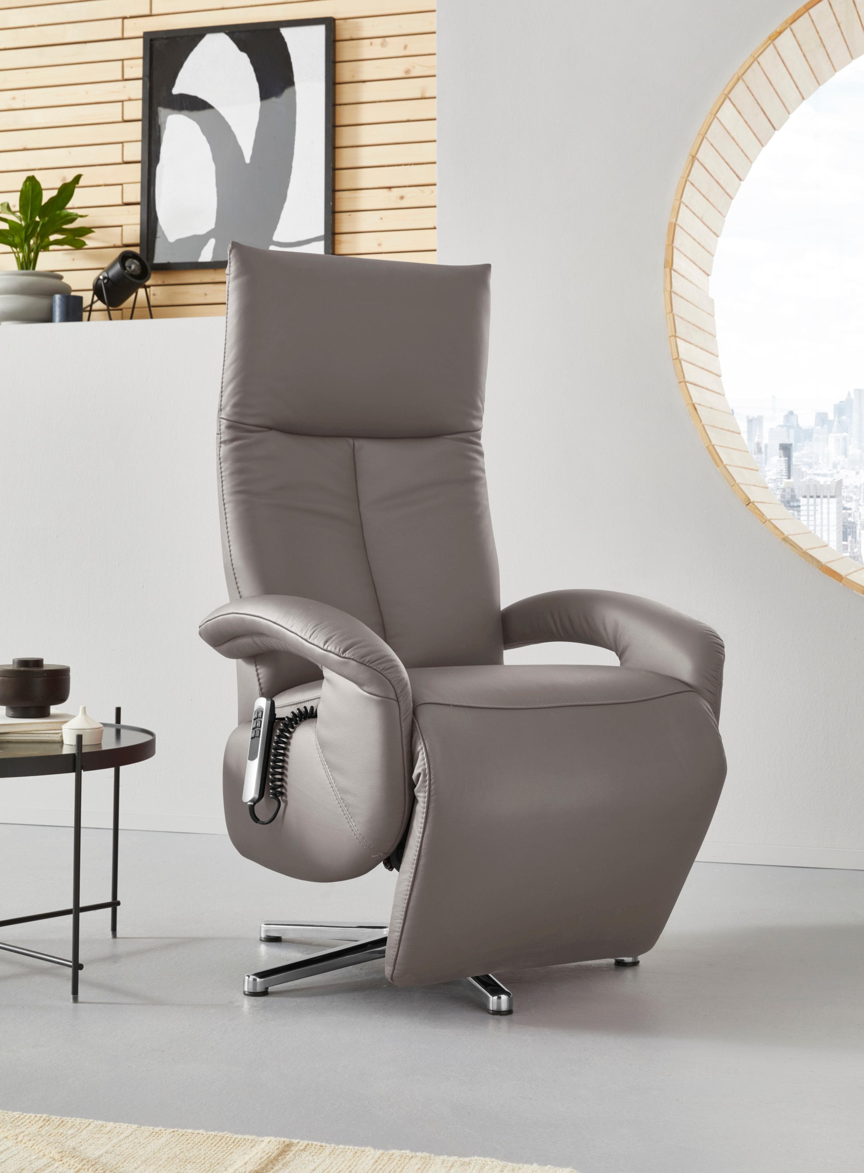 TV-Sessel SIT & MORE Tycoon Braun Naturleder mit Drehfunktion