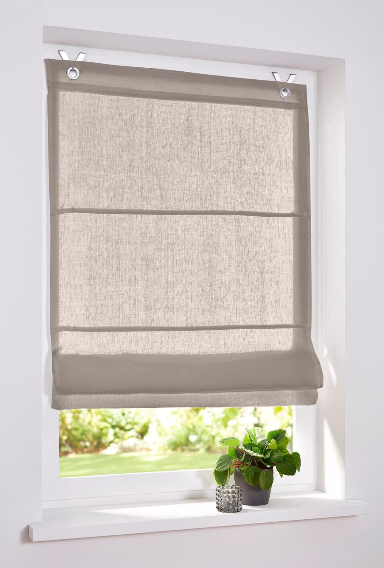 Raffrollo HEINE HOME Gr. 4 Grau Leinen