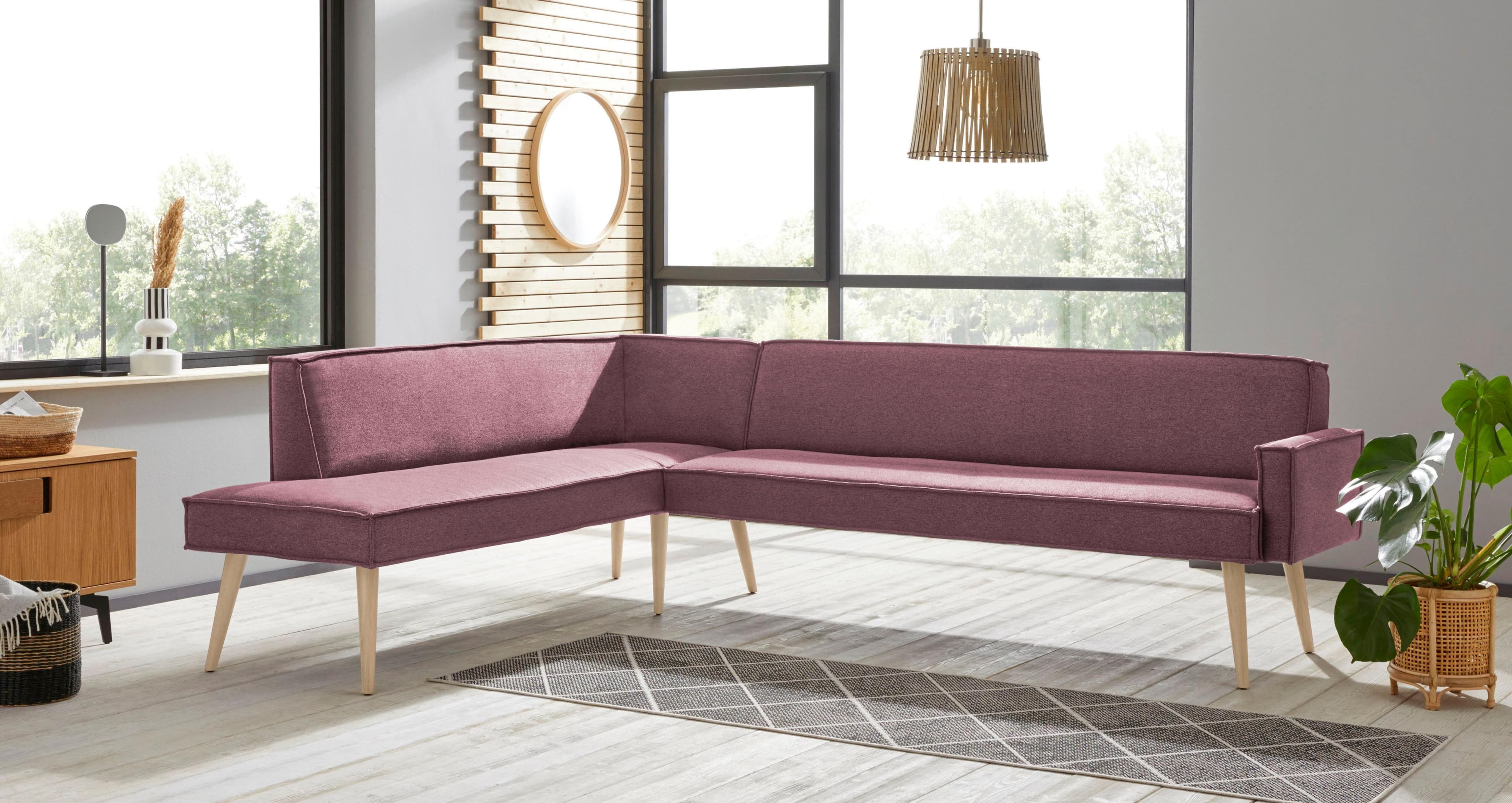 EXXPO Eckbank Lungo Lila Modern mit Holzfüßen