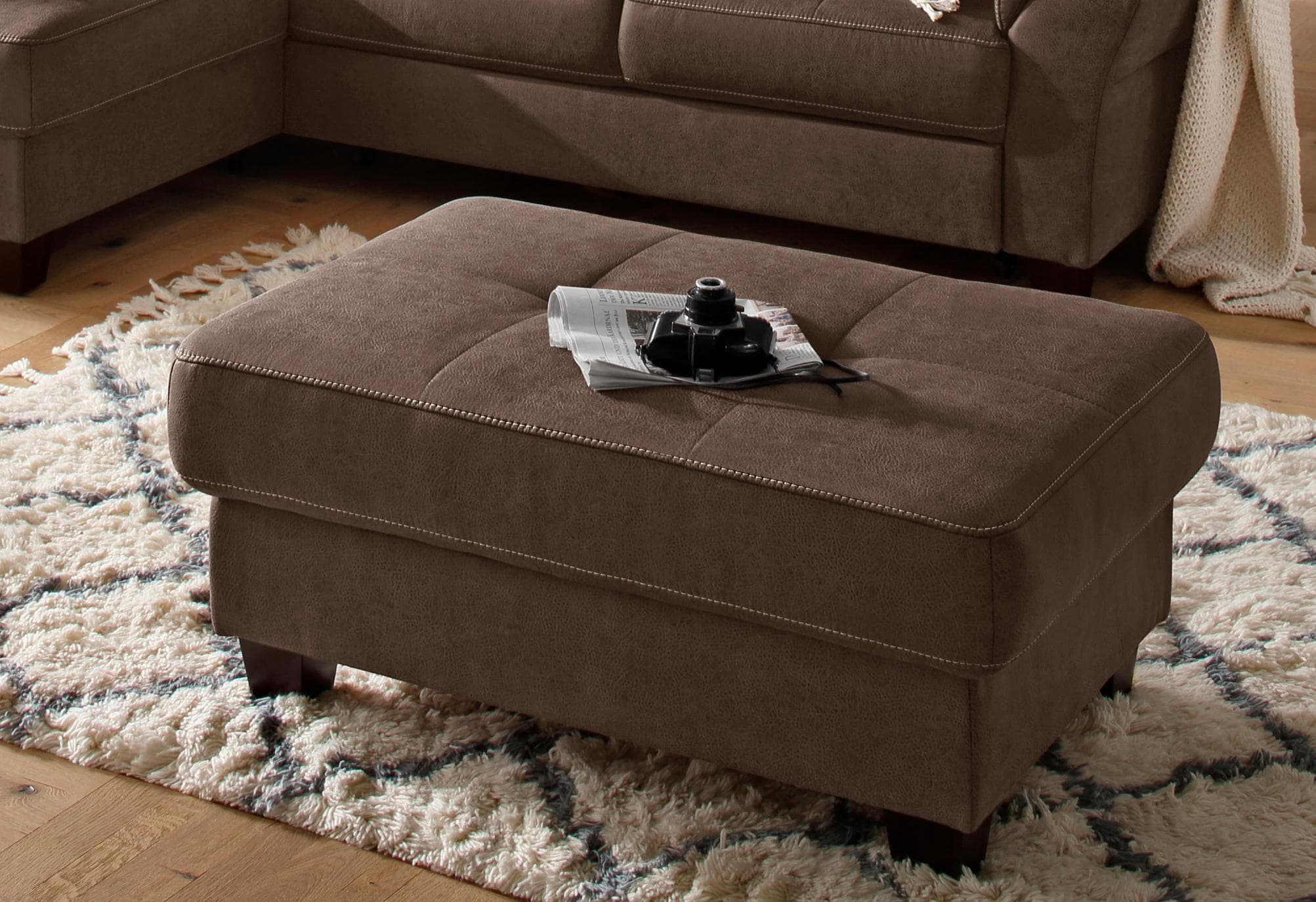 Home Affaire Hocker Solvei Dunkelbraun mit Stauraum
