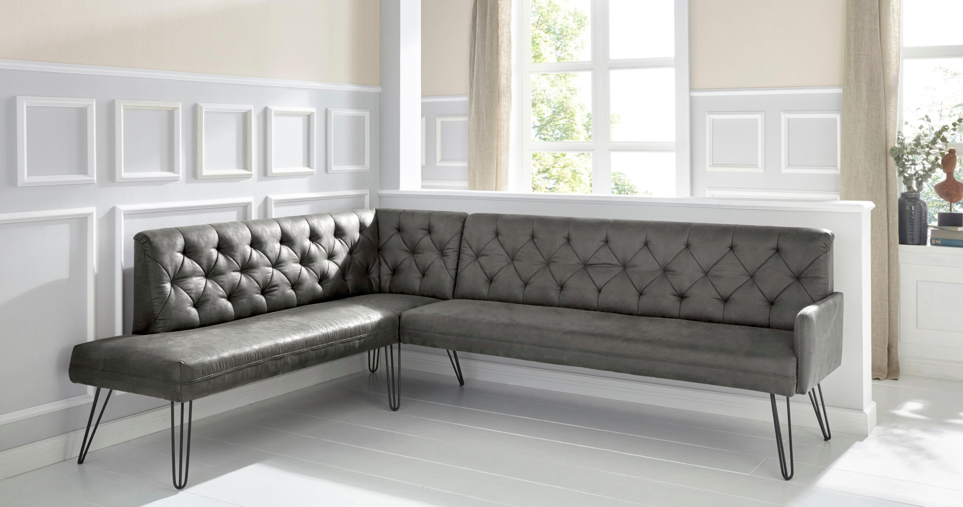 EXXPO Eckbank Doppio Chesterfield Optik Antrazith