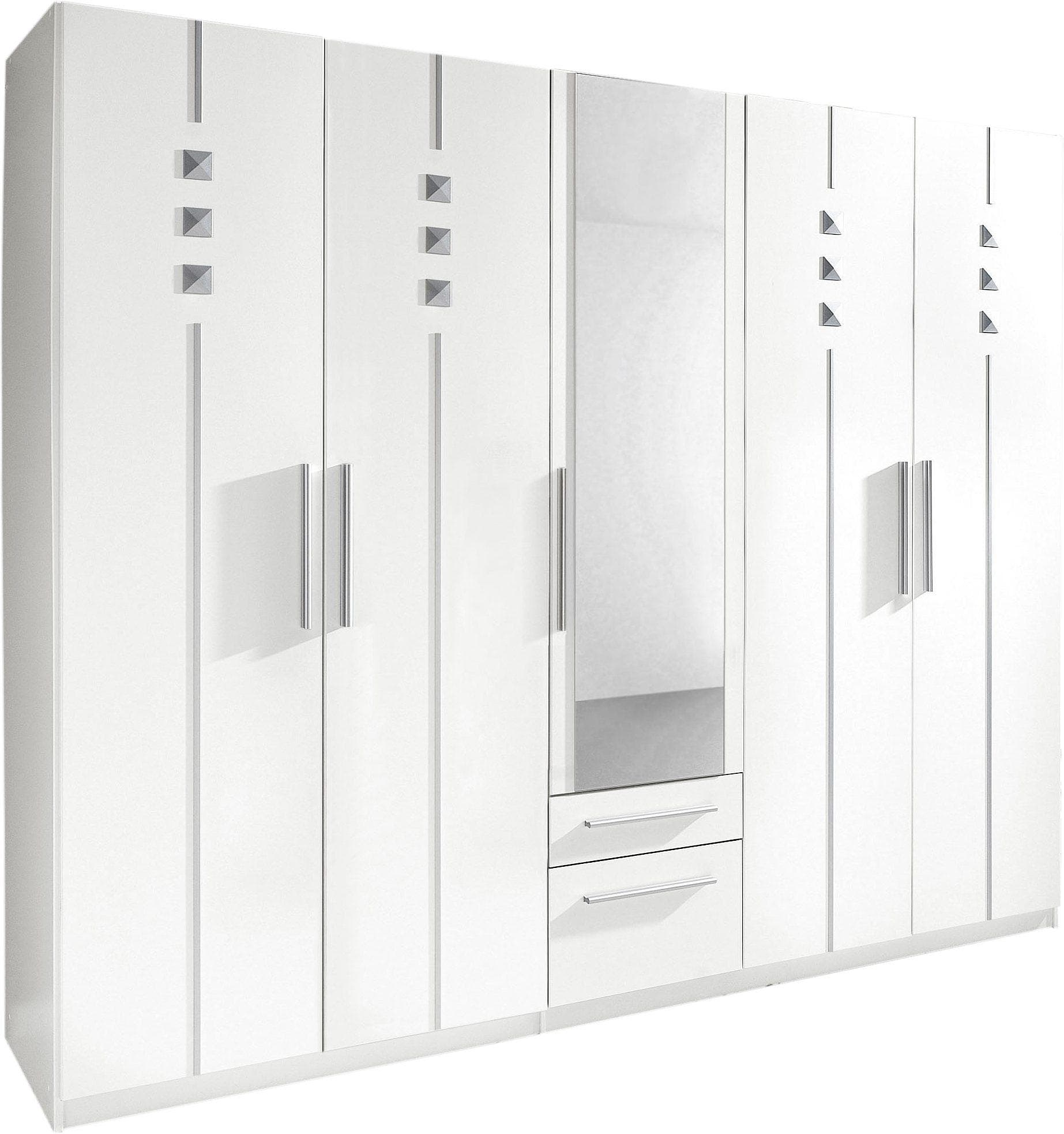 Kleiderschrank PRIESS Weiß 5-türig mit Spiegeltür