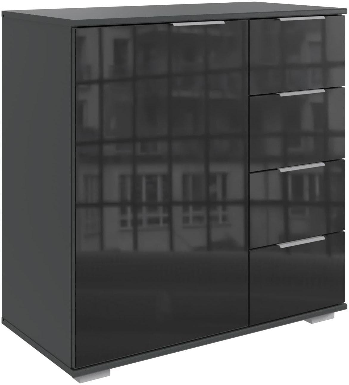 WIMEX Kombikommode Easy Graphit Schwarzglas Modern