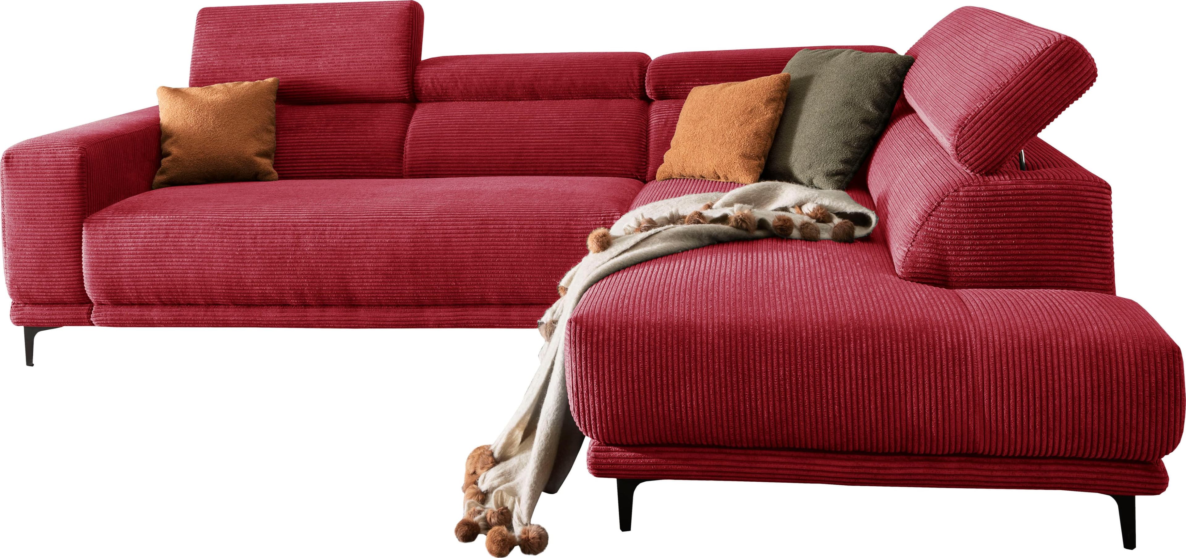 Modernes Eck Sofa mit Sitzvorzug in Cord