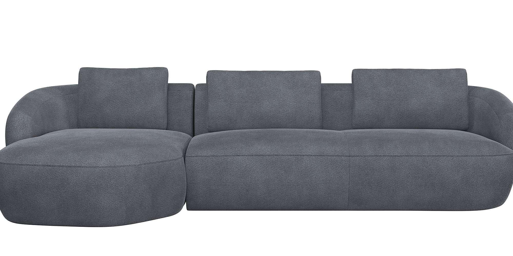 FLEXLUX Wohnlandschaft Torino Grau L-Form mit Recamiere