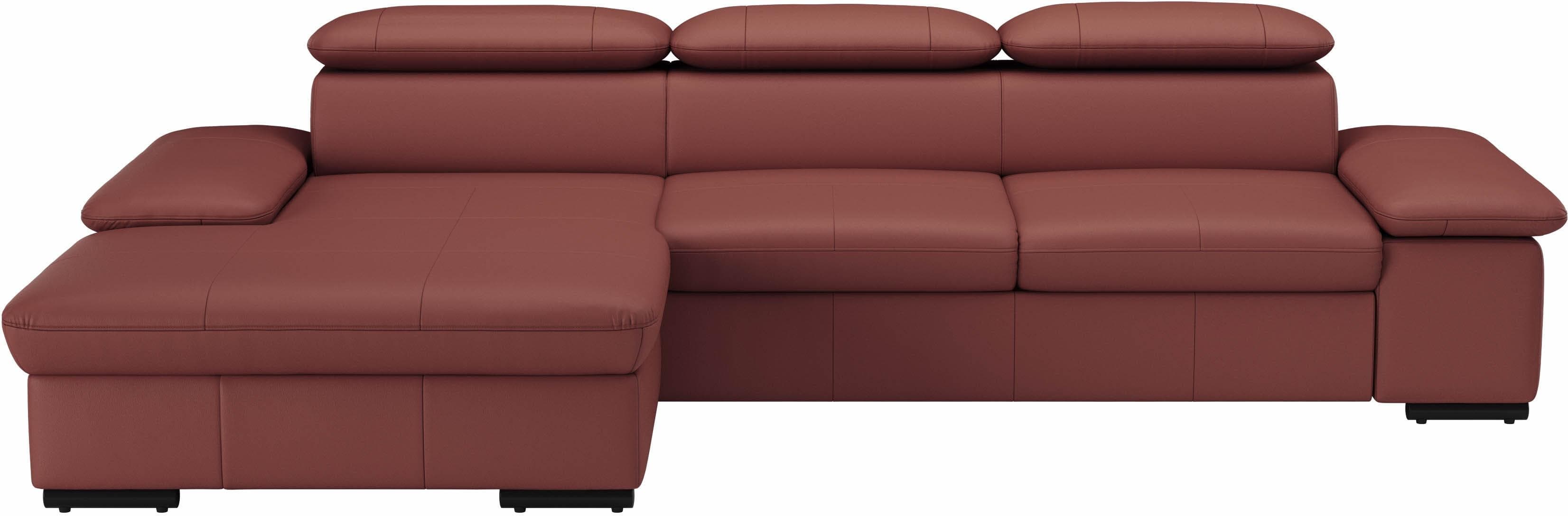 SIT & MORE Ecksofa Alcudia L-Form Merlot mit Bettfunktion