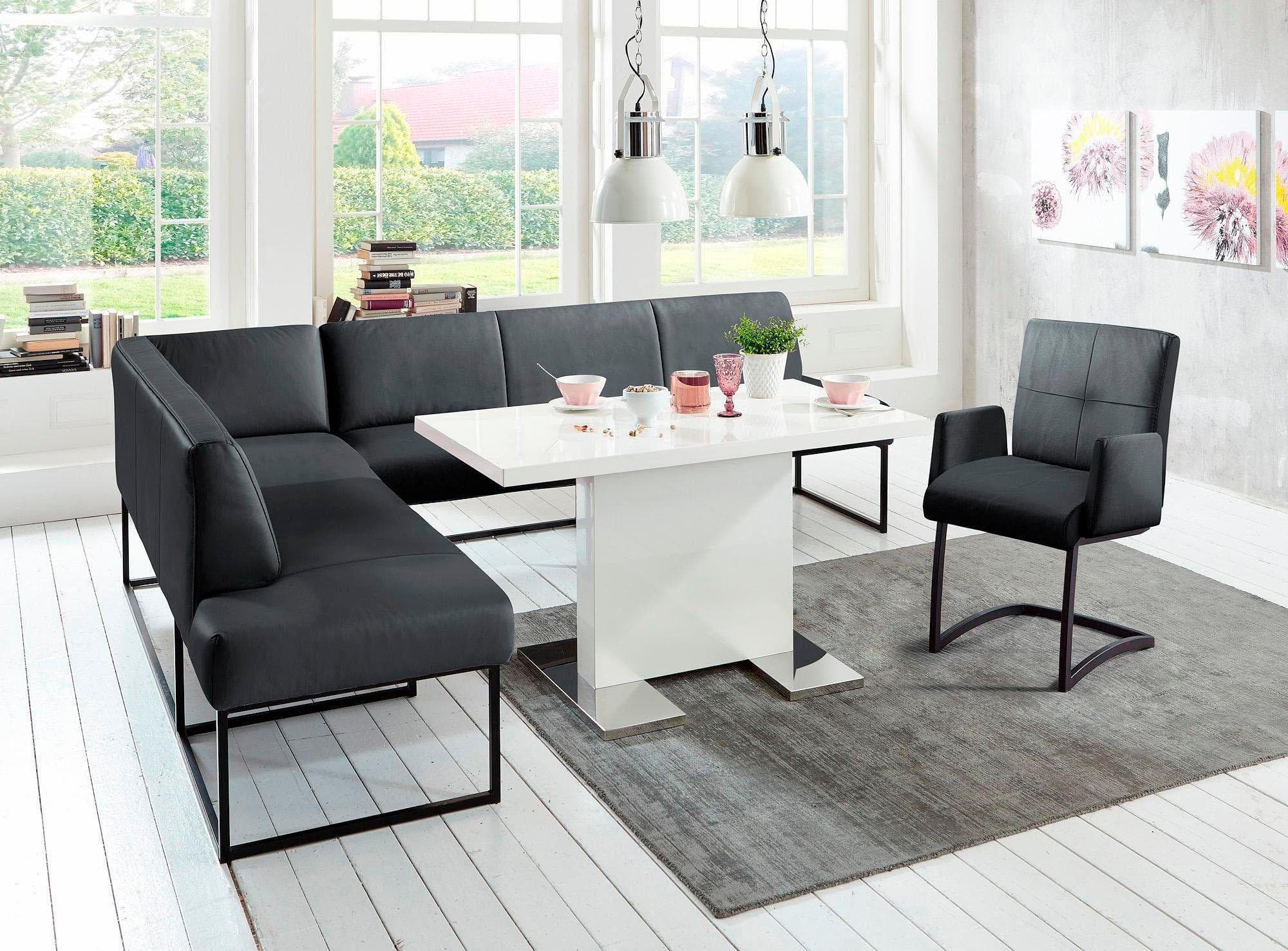 Eckbank EXXPO SOFA FASHION Affogato Schwarz Kunstleder