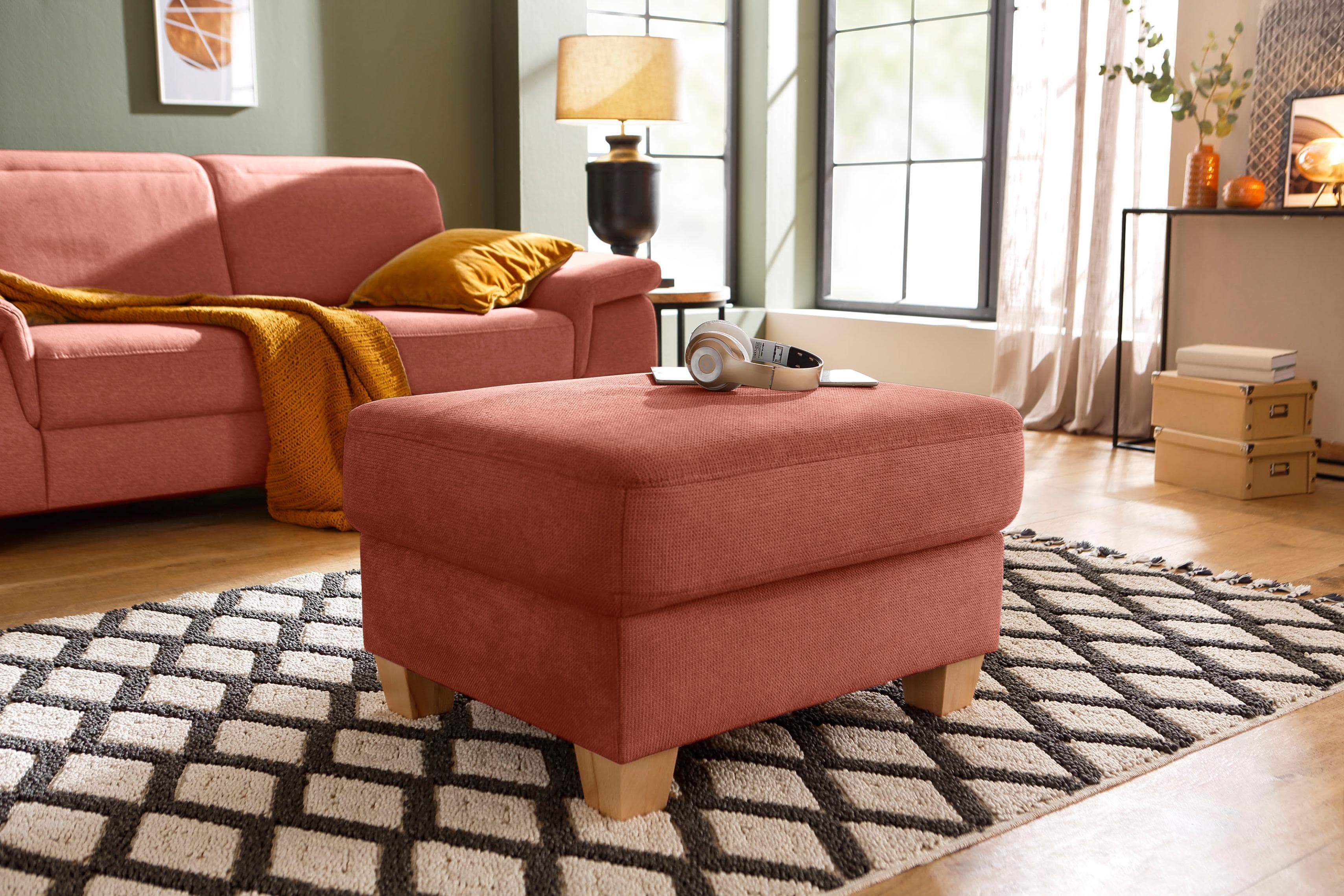 HOME AFFAIRE Polsterhocker Dalia mit Stauraum in Terra