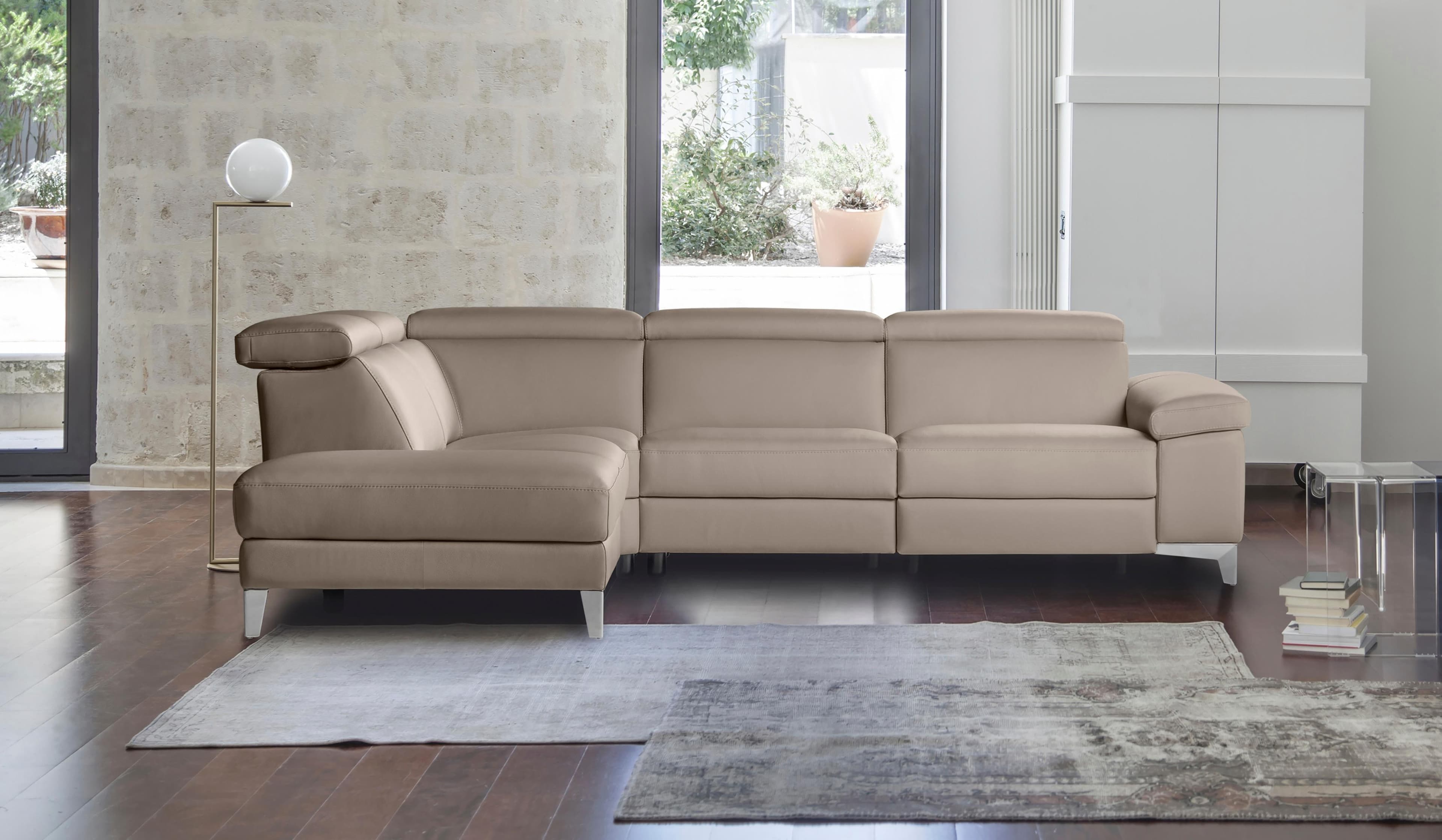 CALIA ITALIA Ecksofa Nove mit Relaxfunktion in Leder Fango