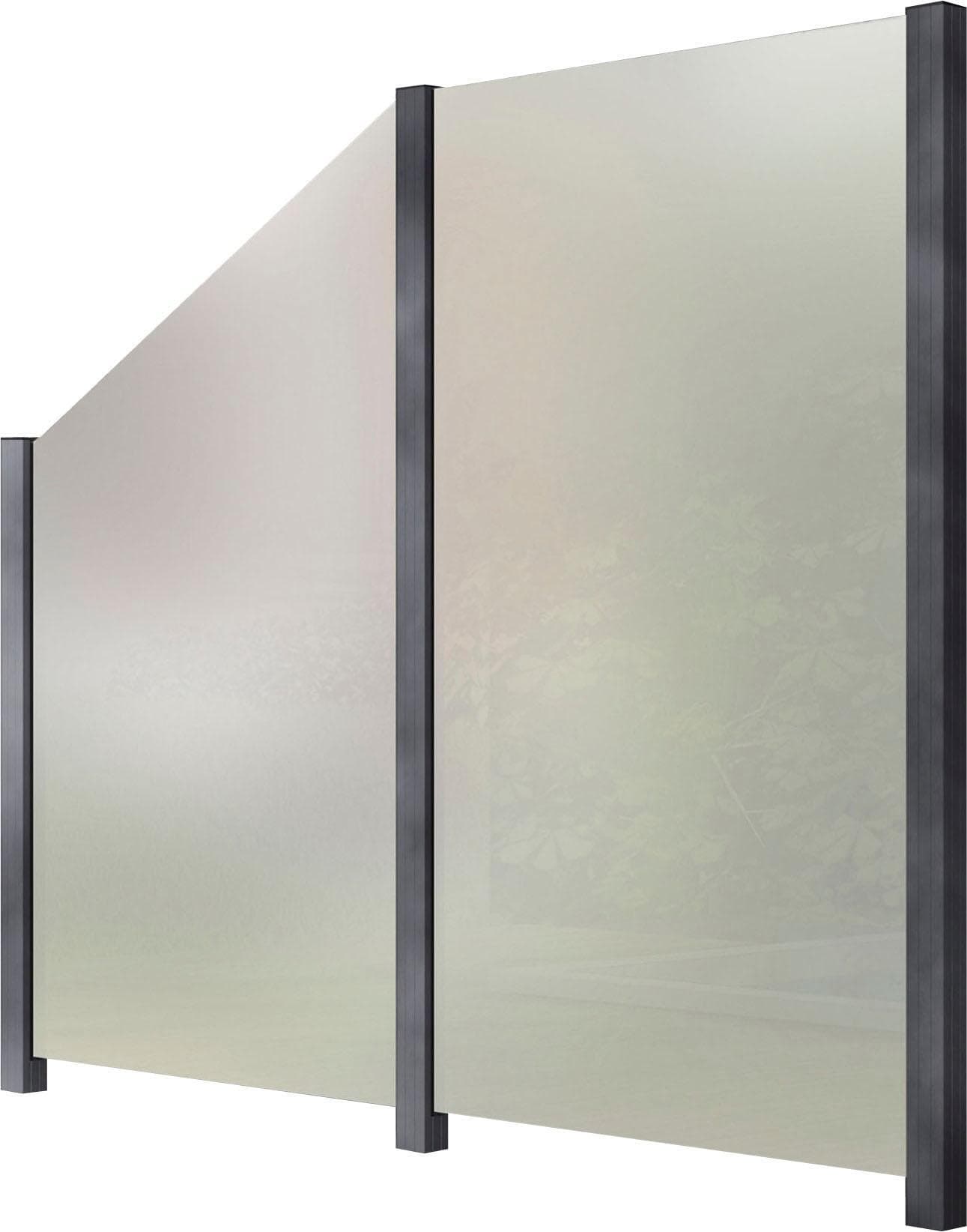 Baur Versand Glaszaun STAKET PRO Grau Aluminium mit 3 Pfosten