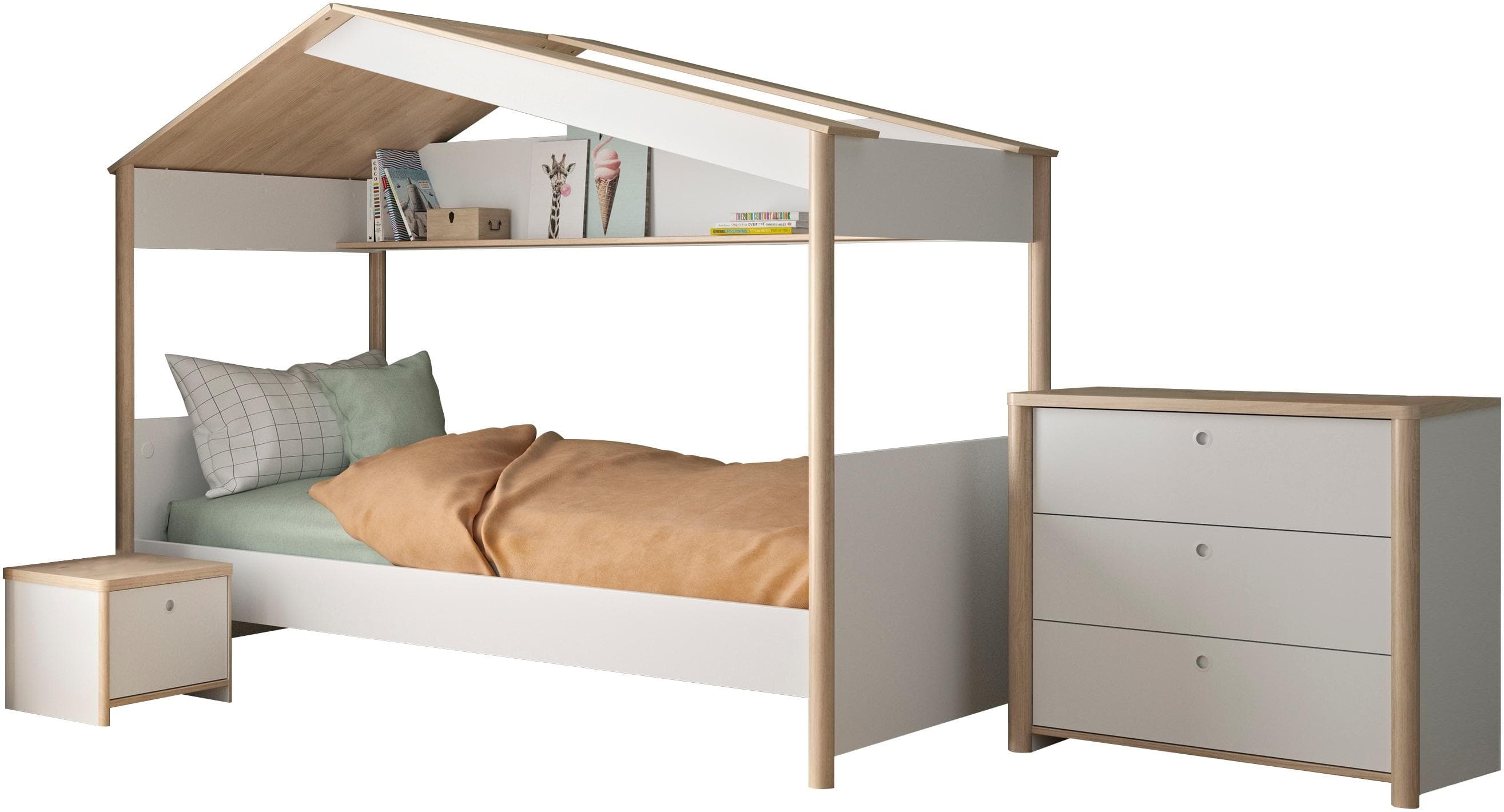Schlafzimmer-Set GAMI 3-tlg. Kinderbett mit Kommode und Nachtisch