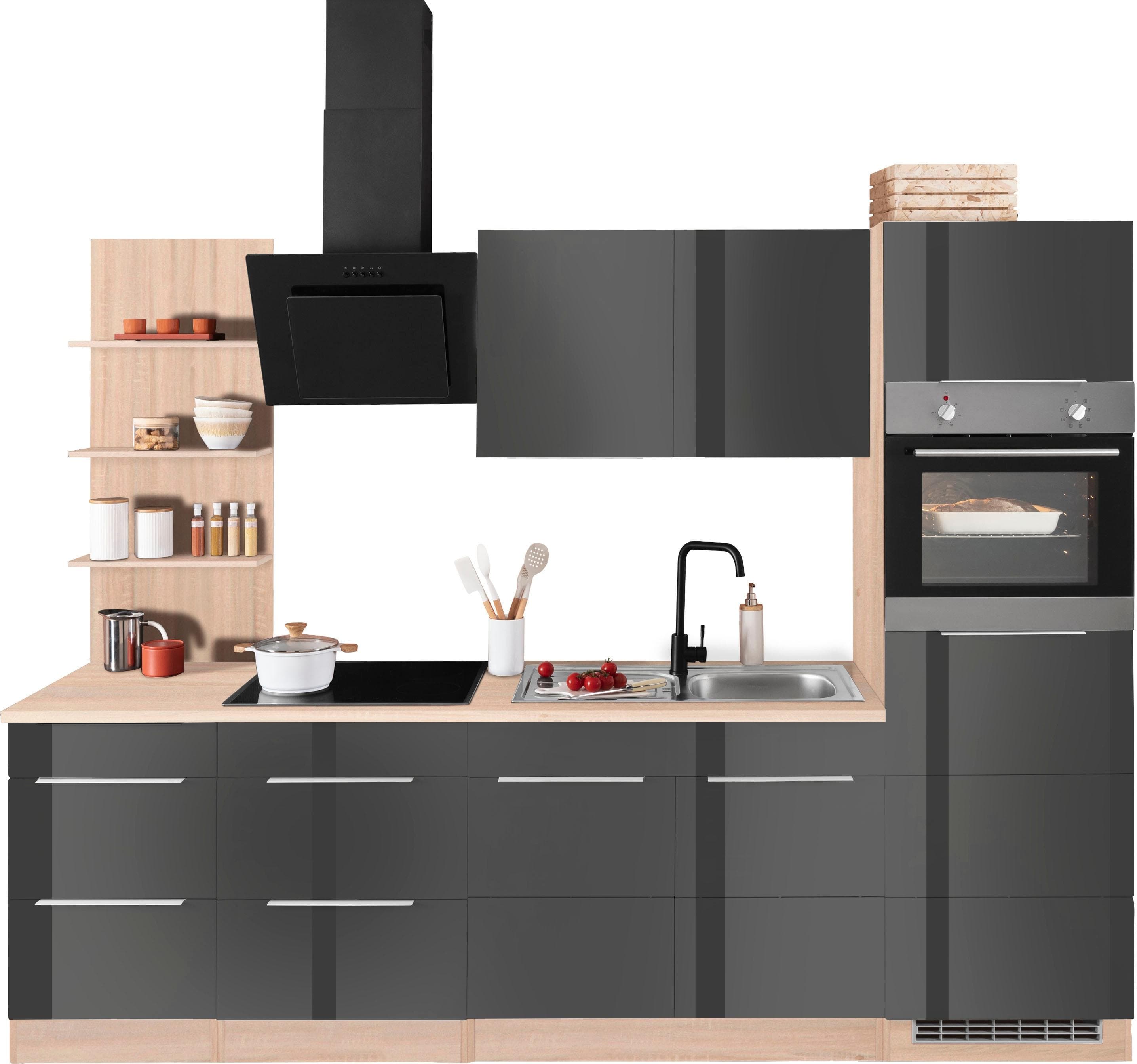 Küchenzeile Kochstation KS-Brindisi 270 cm Schwarz