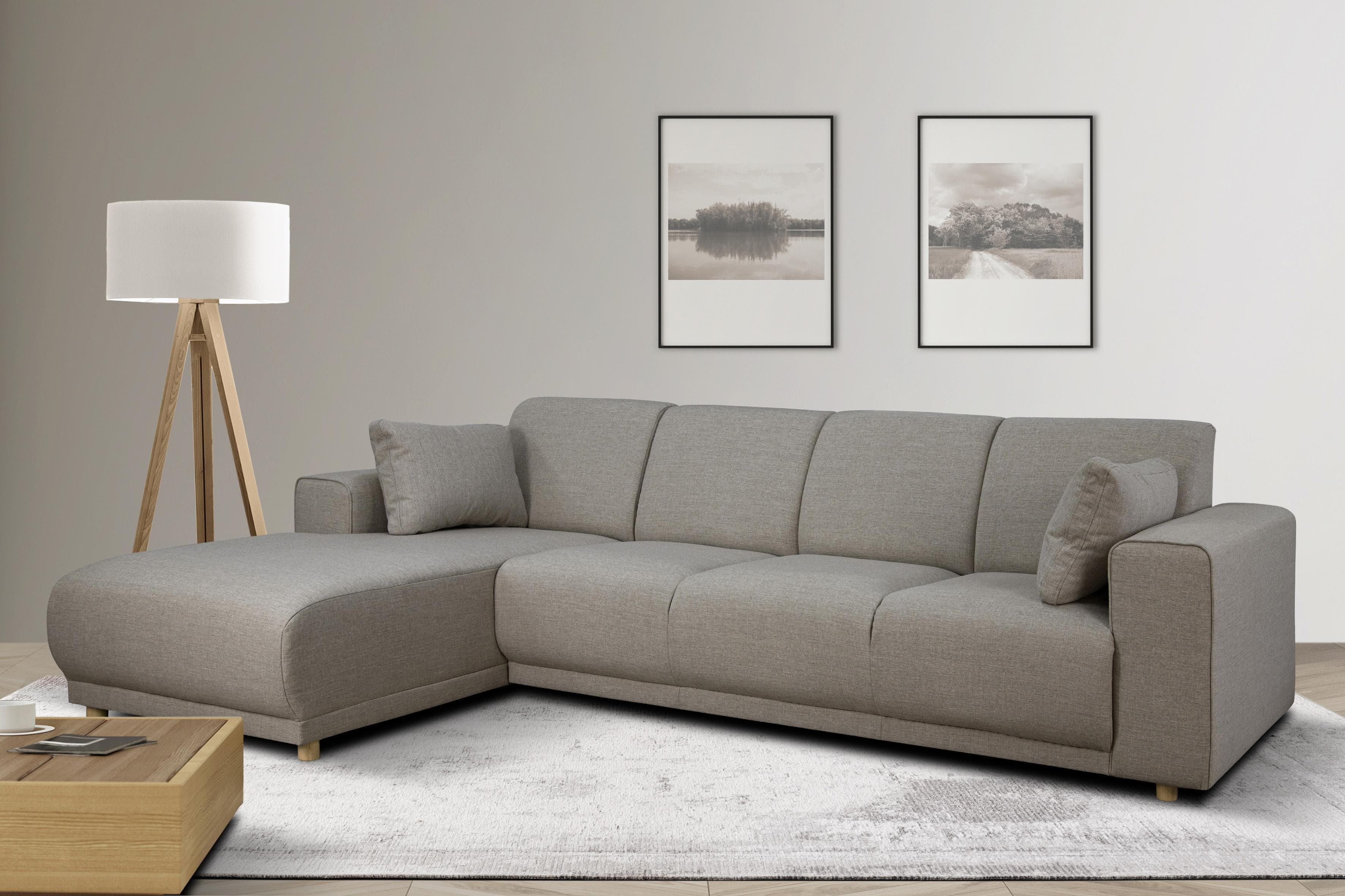 Ecksofa L-Form mit Recamiere - inklusive Zierkissen