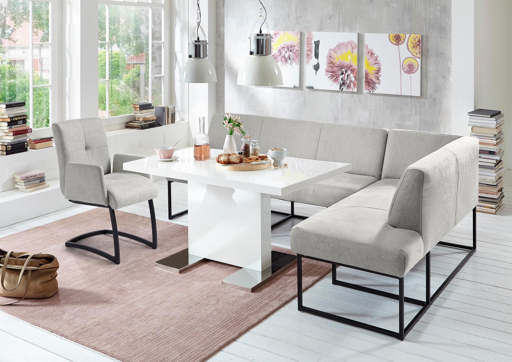 Eckbank EXXPO SOFA FASHION Affogato Grau Webvelour