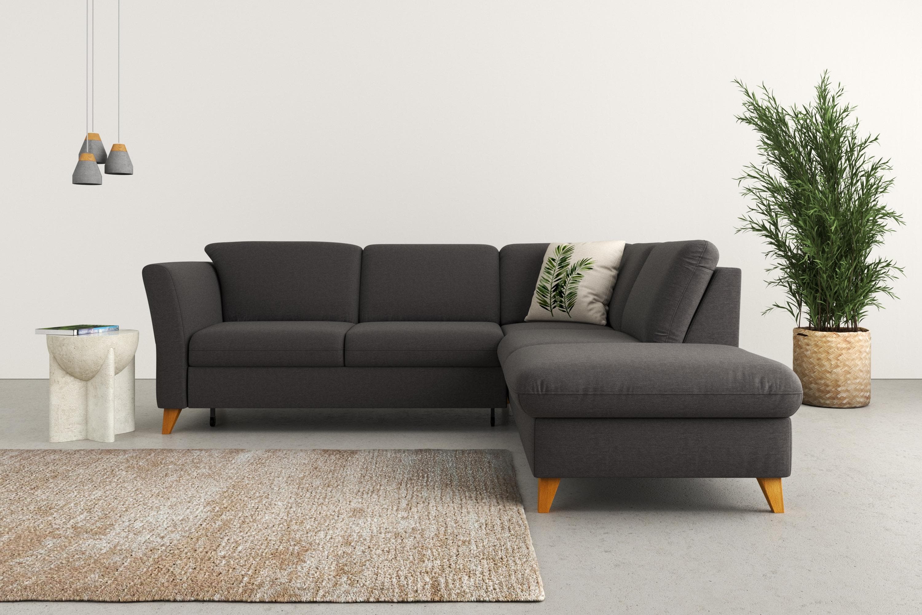 HOME AFFAIRE Ecksofa Trelleborg L-Form Grau mit Bettfunktion