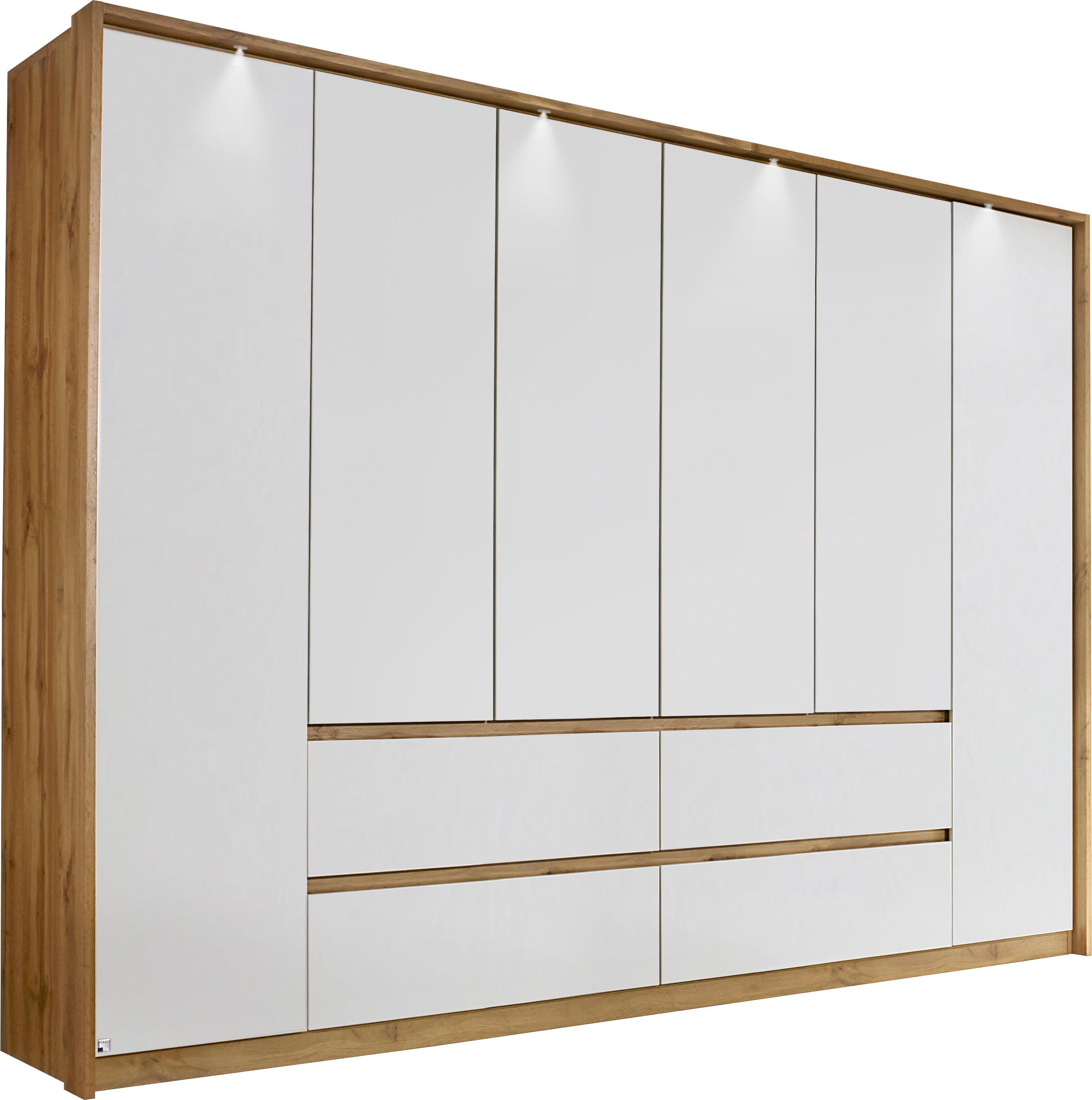 Rauch Mainz Drehtürenschrank mit LED-Beleuchtung Weiß Eiche Artisan