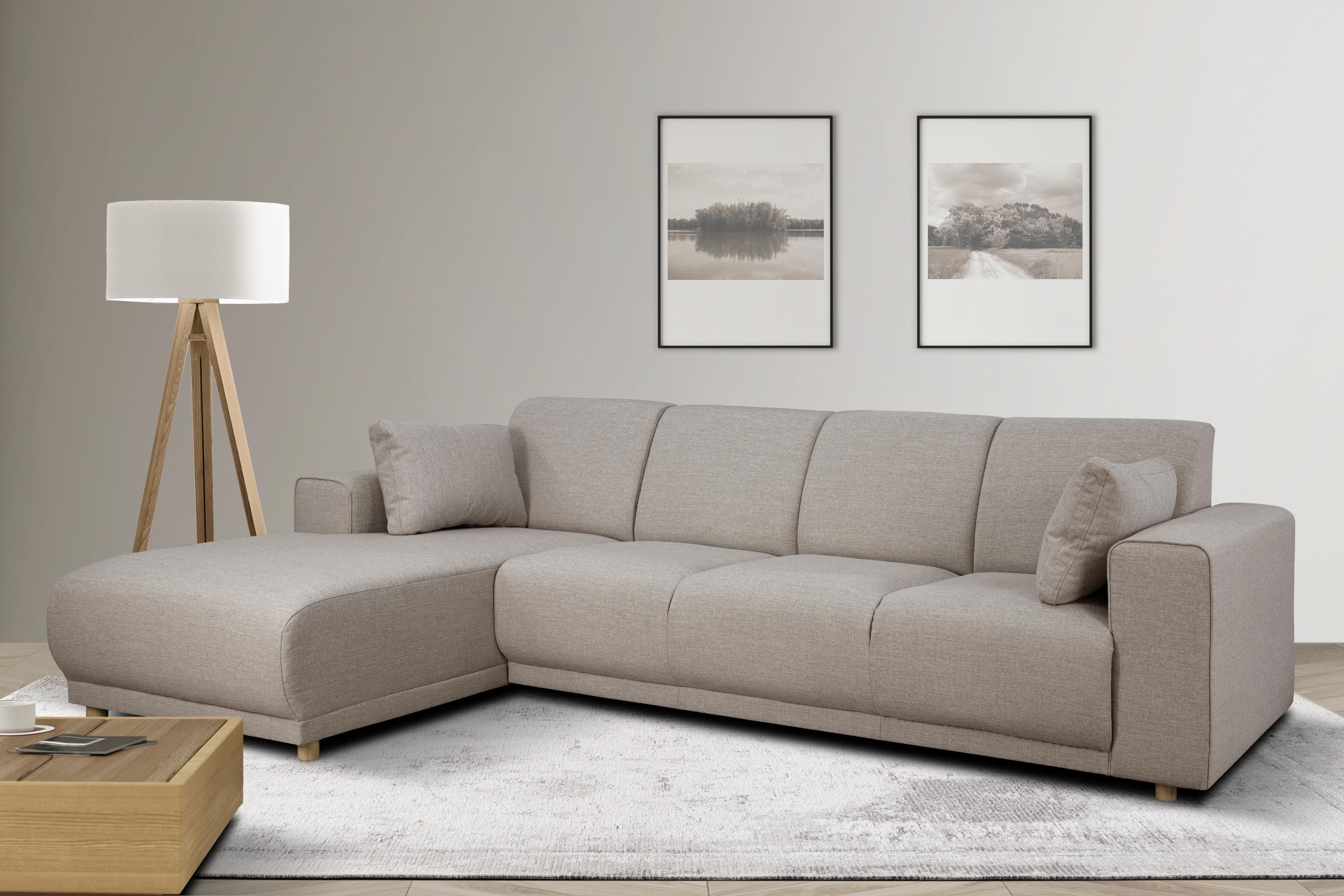 Ecksofa L-Form mit Recamiere - inklusive Zierkissen