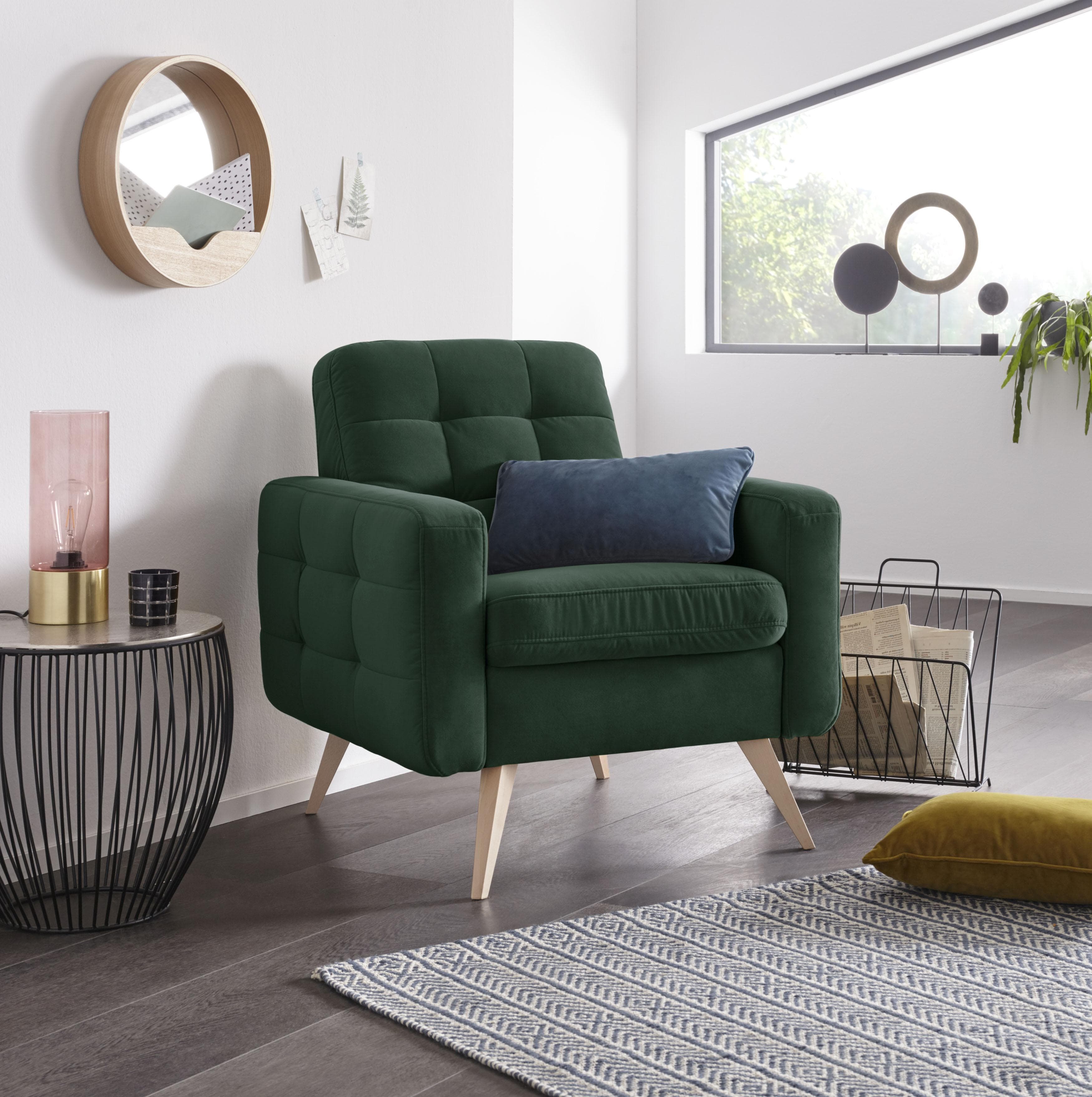 EXXPO Loungesessel Nappa Braun Samtvelours Moderner Sessel
