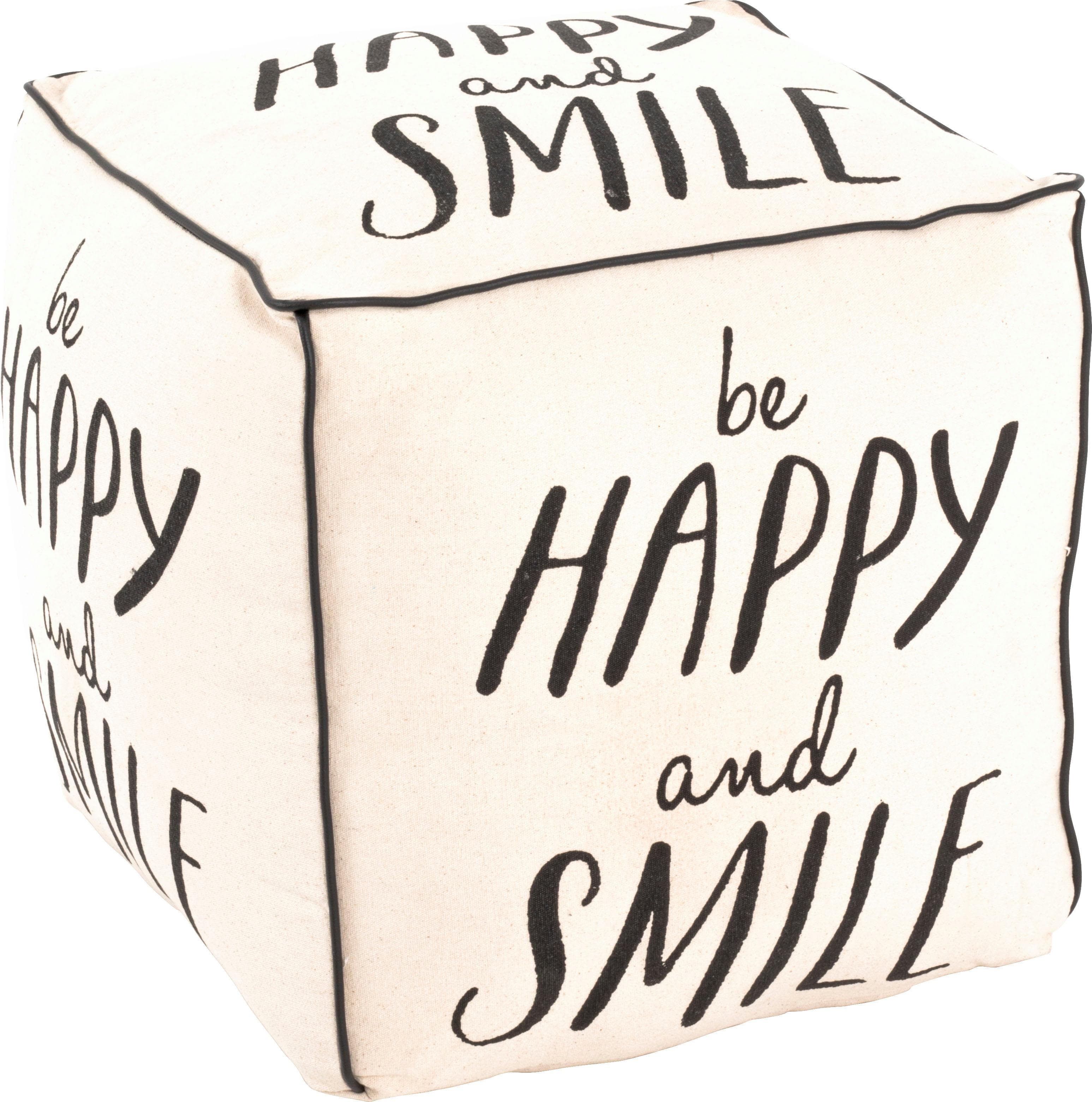 Vintage Sitzhocker | Beige-Schwarz Design